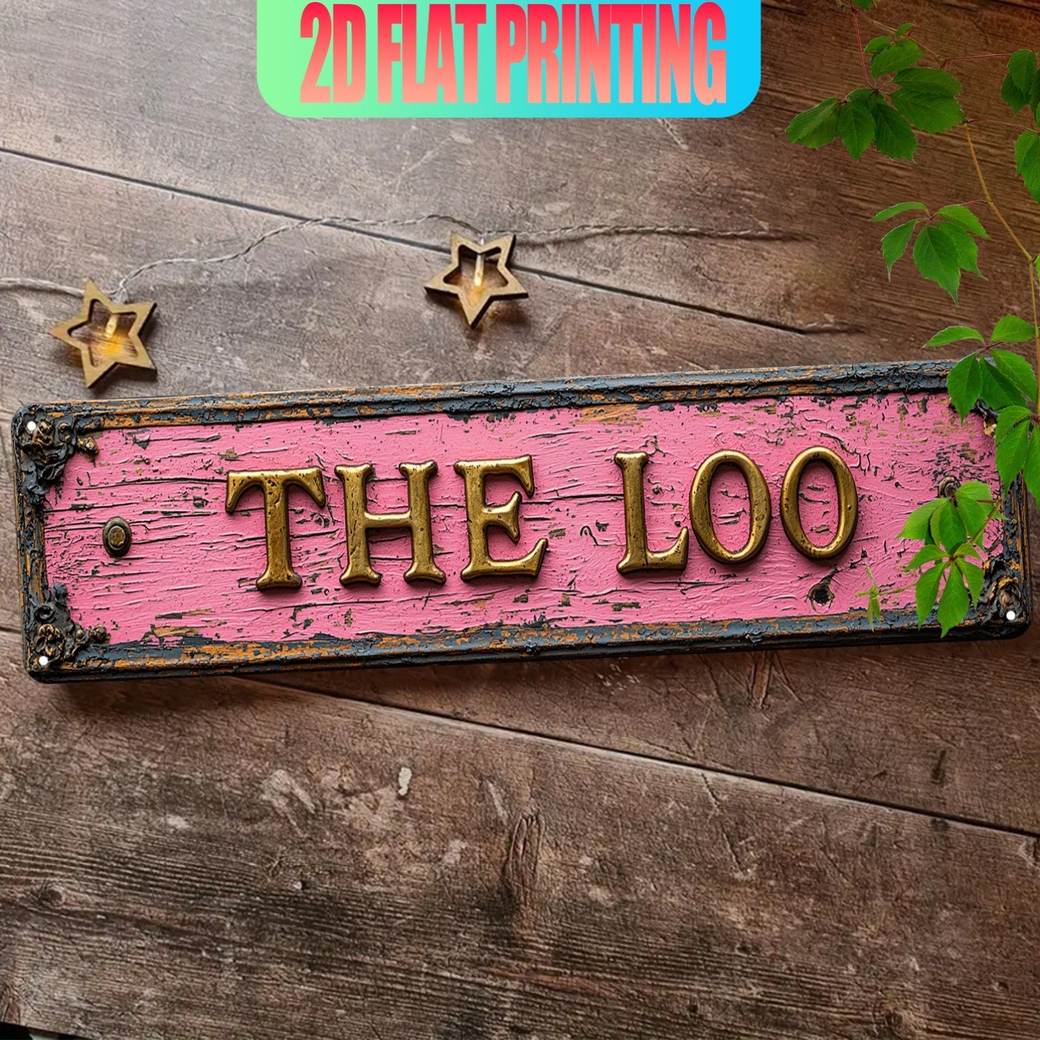 Vintage The Loo Bathroom Tin Signs Retro Decor Home/Toilet Wall Art Pink Plaque