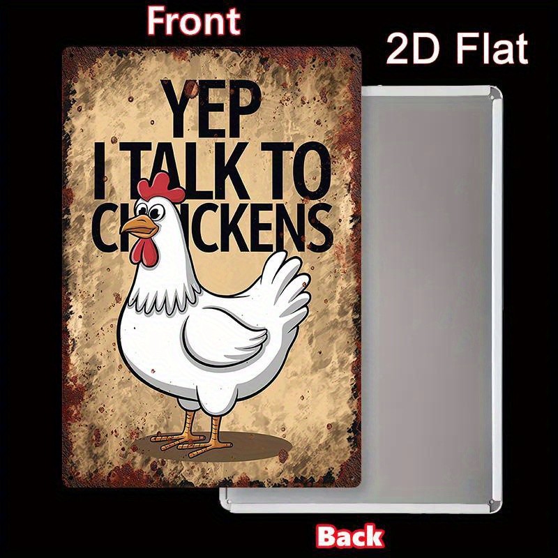 “Yes, I Talk to Chickens” Metal Sign 11.8×7.8in Rustic Chicken Art
