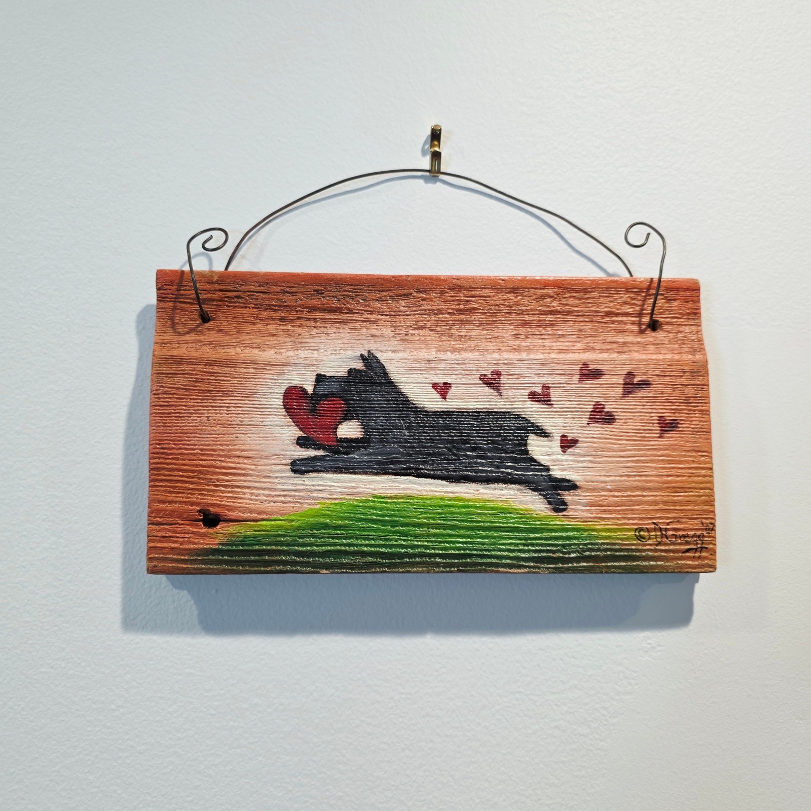 Handcrafted Scottie Valentine Terrier Dog Art Sign Plaque Wood Home Decor Rustic