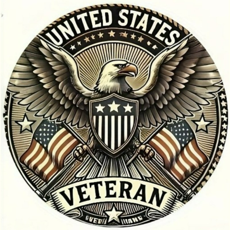 Classic Vintage Badge Metal Sign United States Veteran Eagle Patriotic Decor