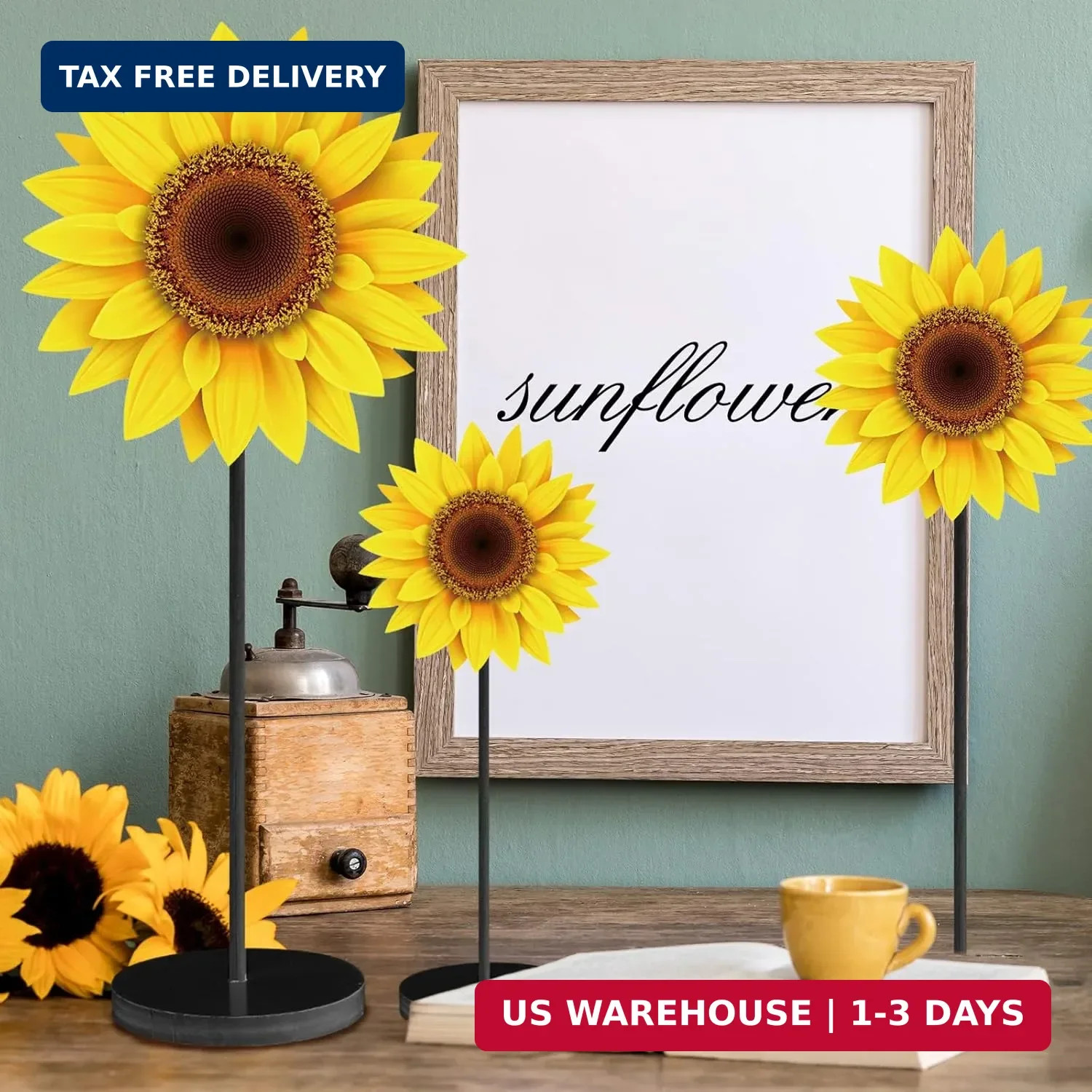 Maitys 3 Pcs Summer Table Decor Sunflower Wood Table Sign Summer Freestanding Ta