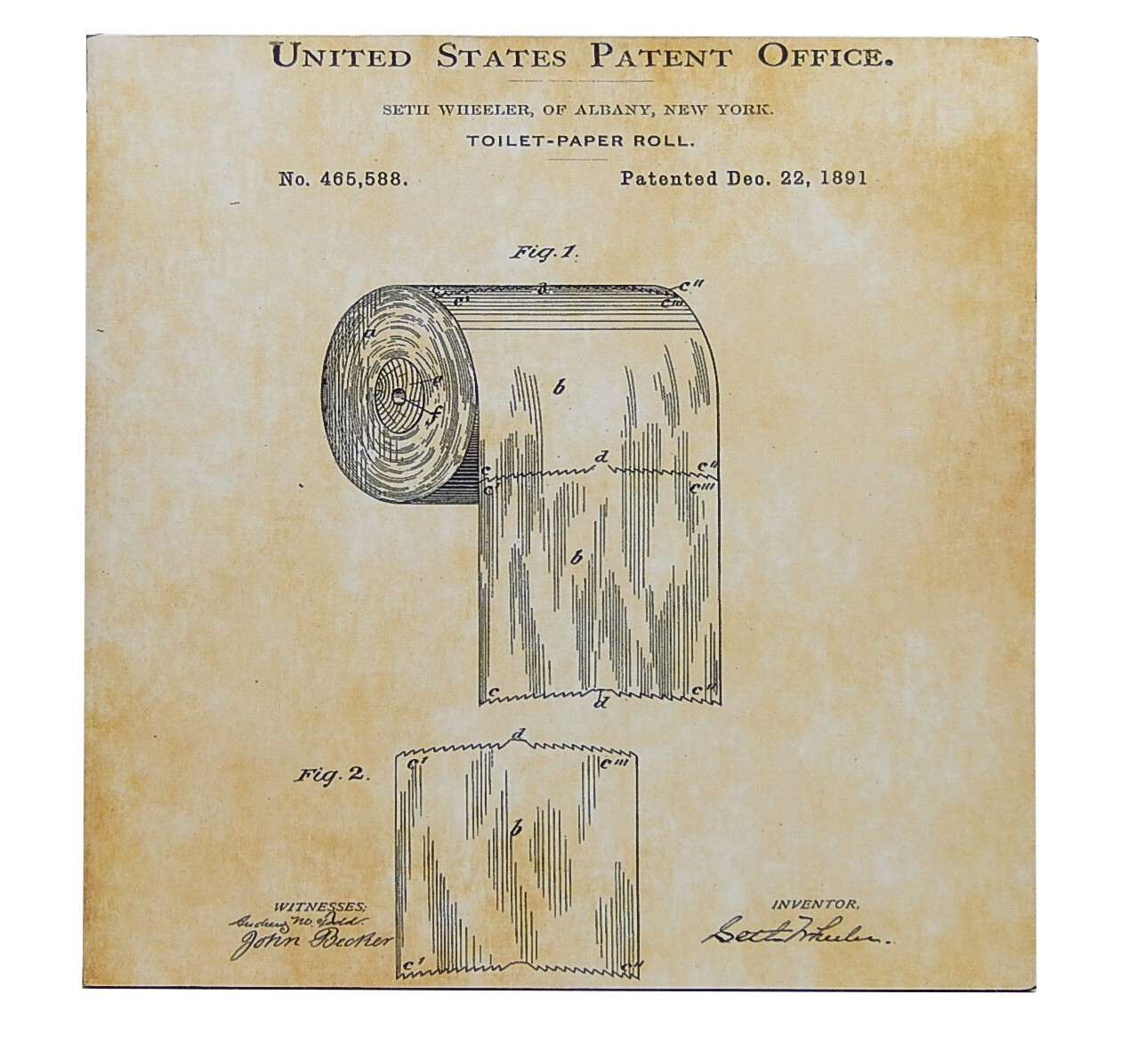 Toilet Paper Patent Bathroom Restroom Sign Shelf Sitter Wall Art Print 5 x 5″