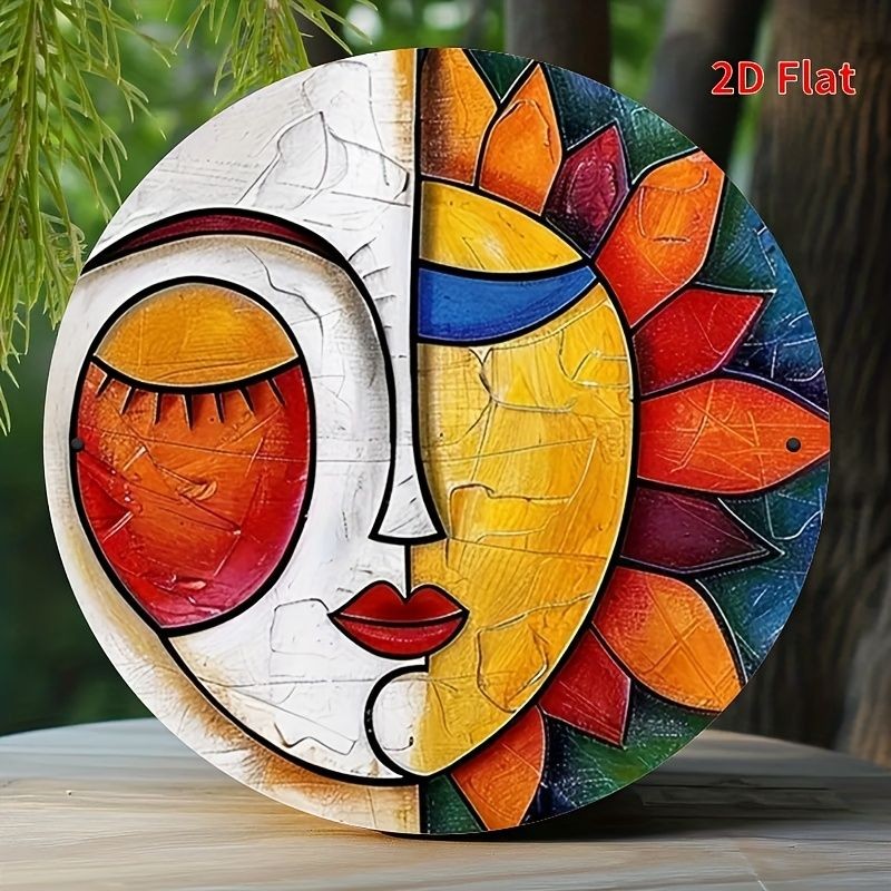 Sun And Moon Face Metal Sign Boho Celestial Art Vintage Indoor Wall Decor Plaque