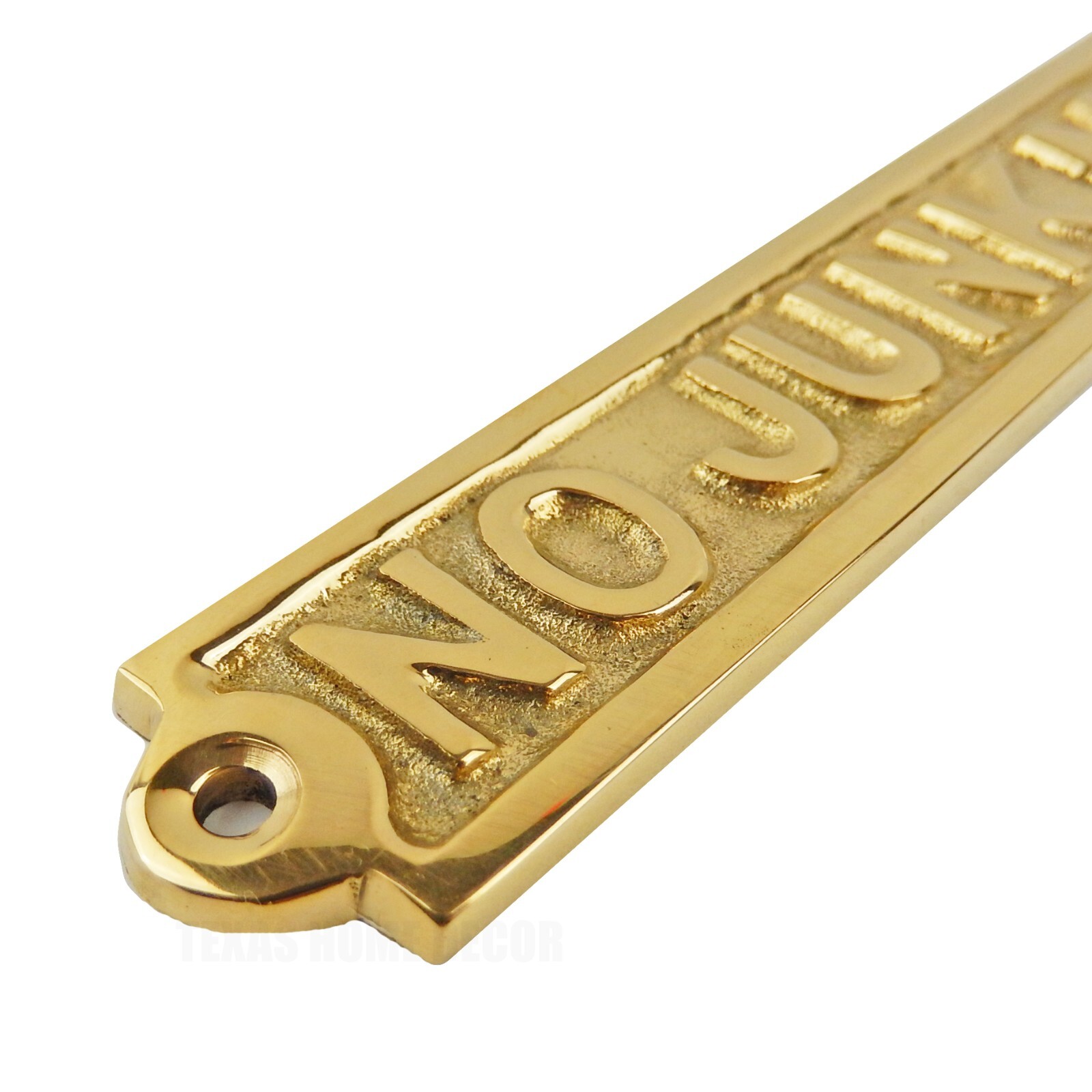 No Junk Mail Sign Polished Solid Brass Office Wall Decor Mail Box Accent 5 5/8″