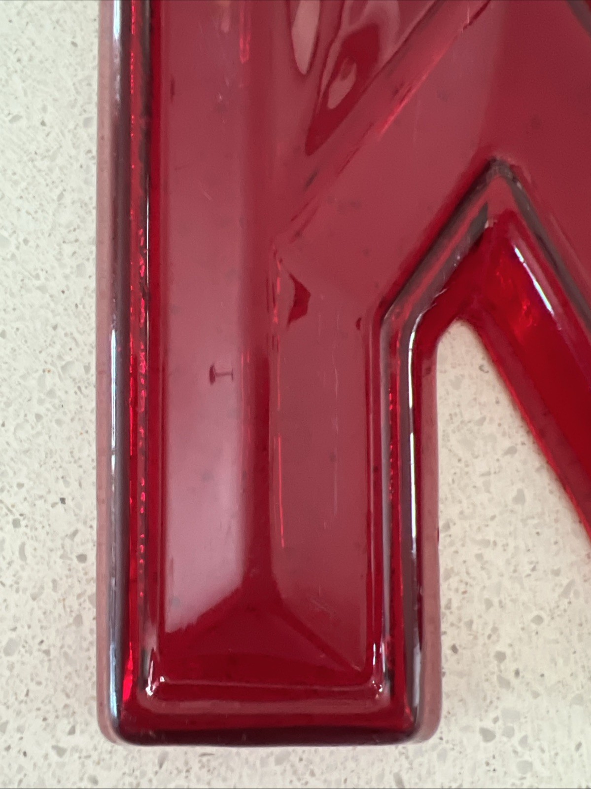 VINTAGE RED TRANSLUCENT MOVIE MARQUEE LETTER K 10″ HIGH X 7 3/4″ WIDE