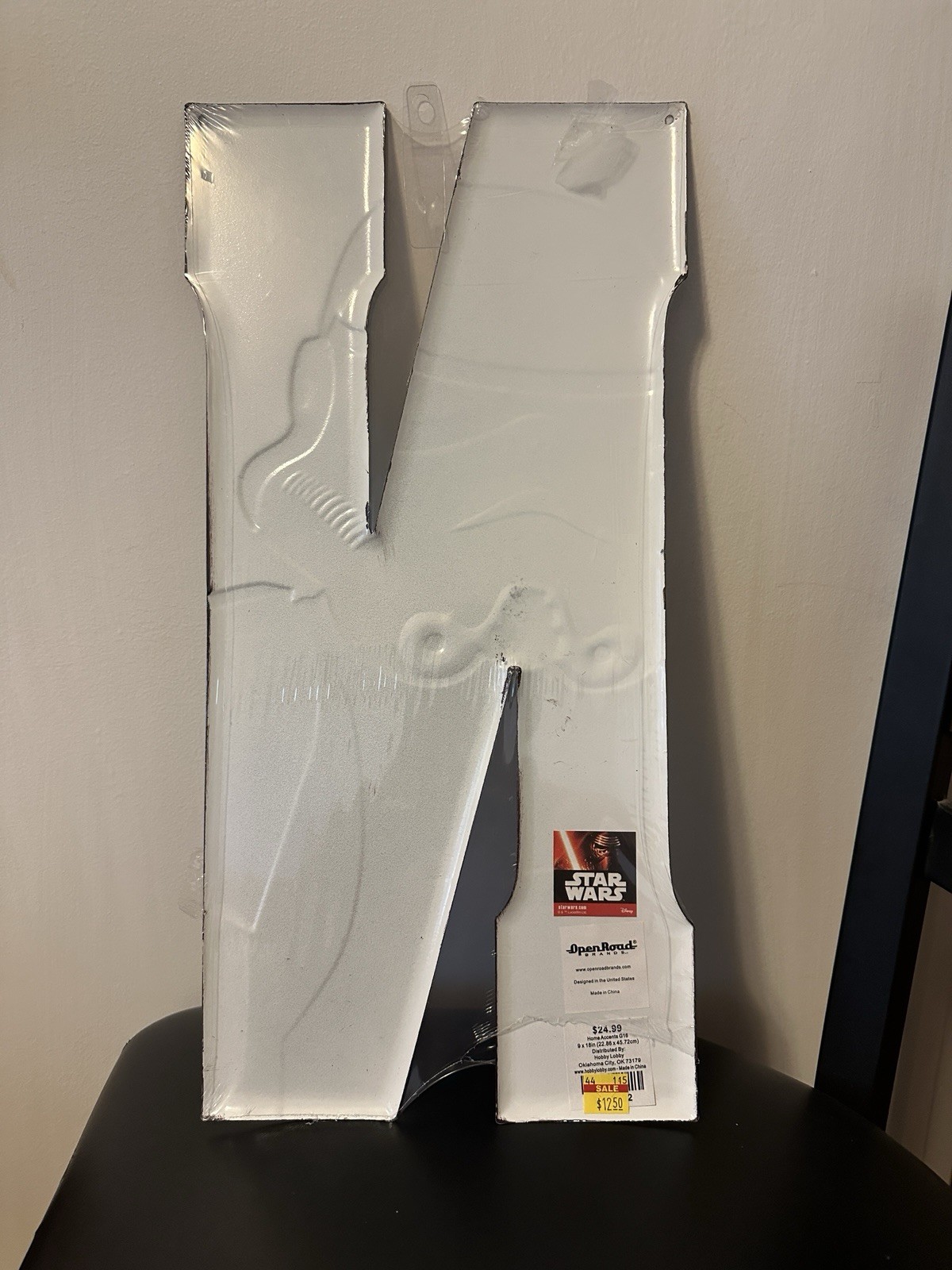 STAR WARS Storm Trooper Metal Sign “N” 3D Wall Sign Hobby Lobby 9″ x 18″ OOP