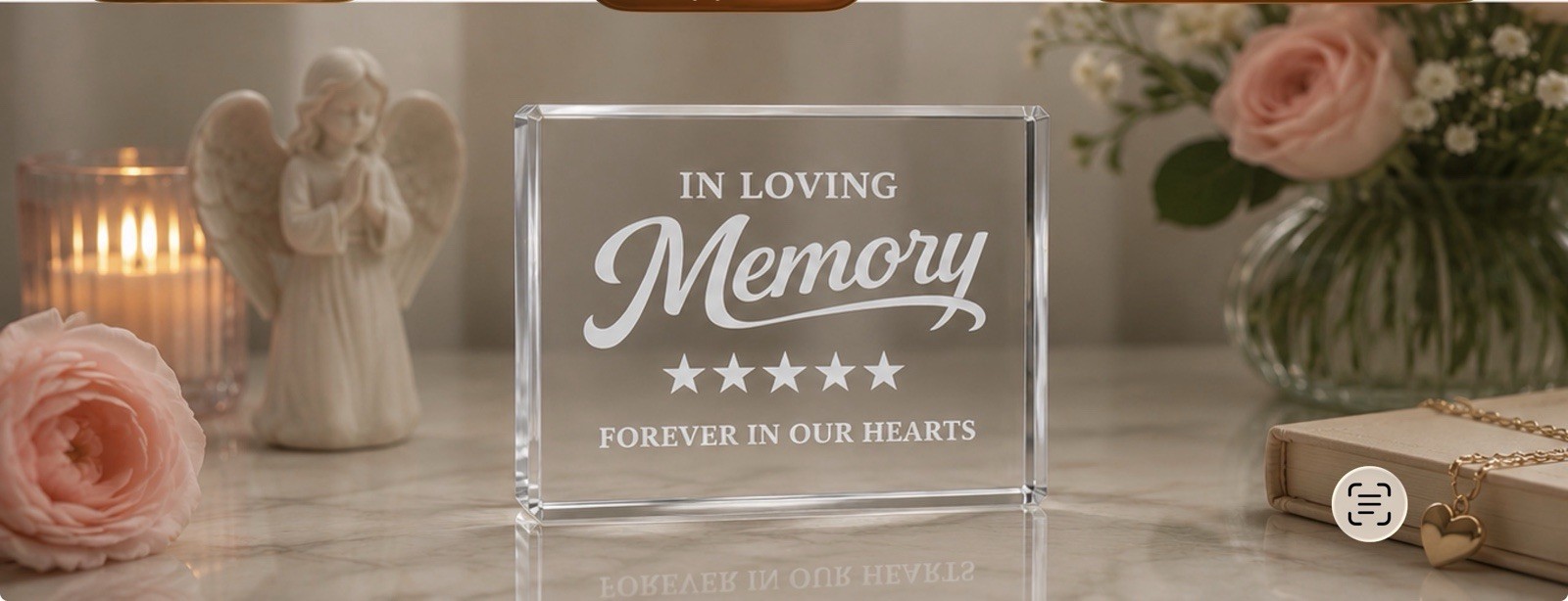 In Loving Memory Crystal Gift with LED Light Base,Memorial for Loss of Loved One