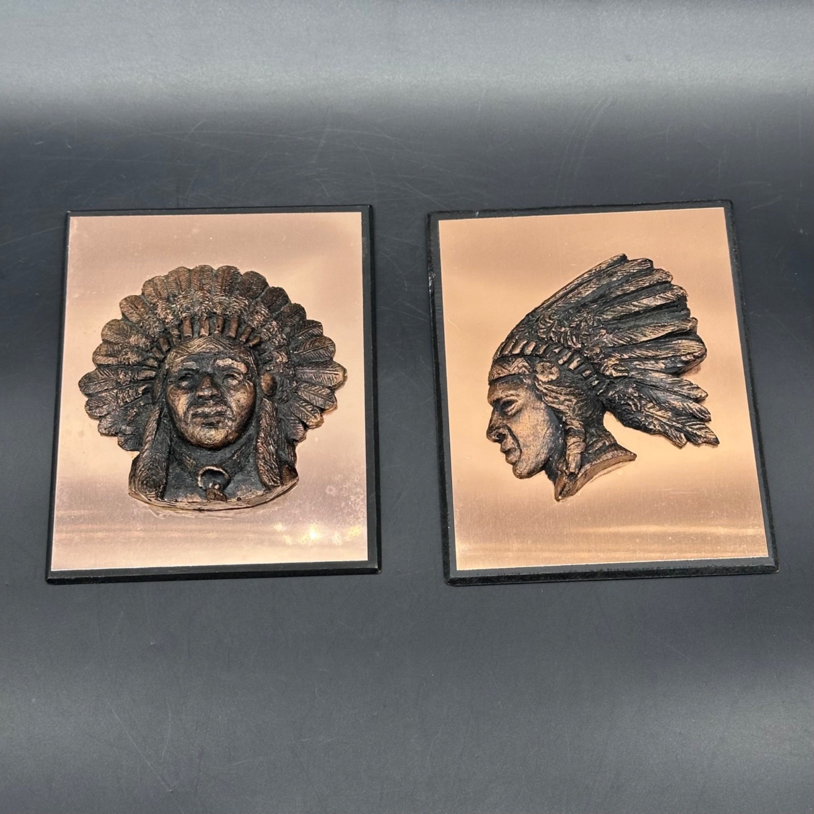 Vintage Wall Plaques Native Chief Australian Souvenir Copperama Australia Copper