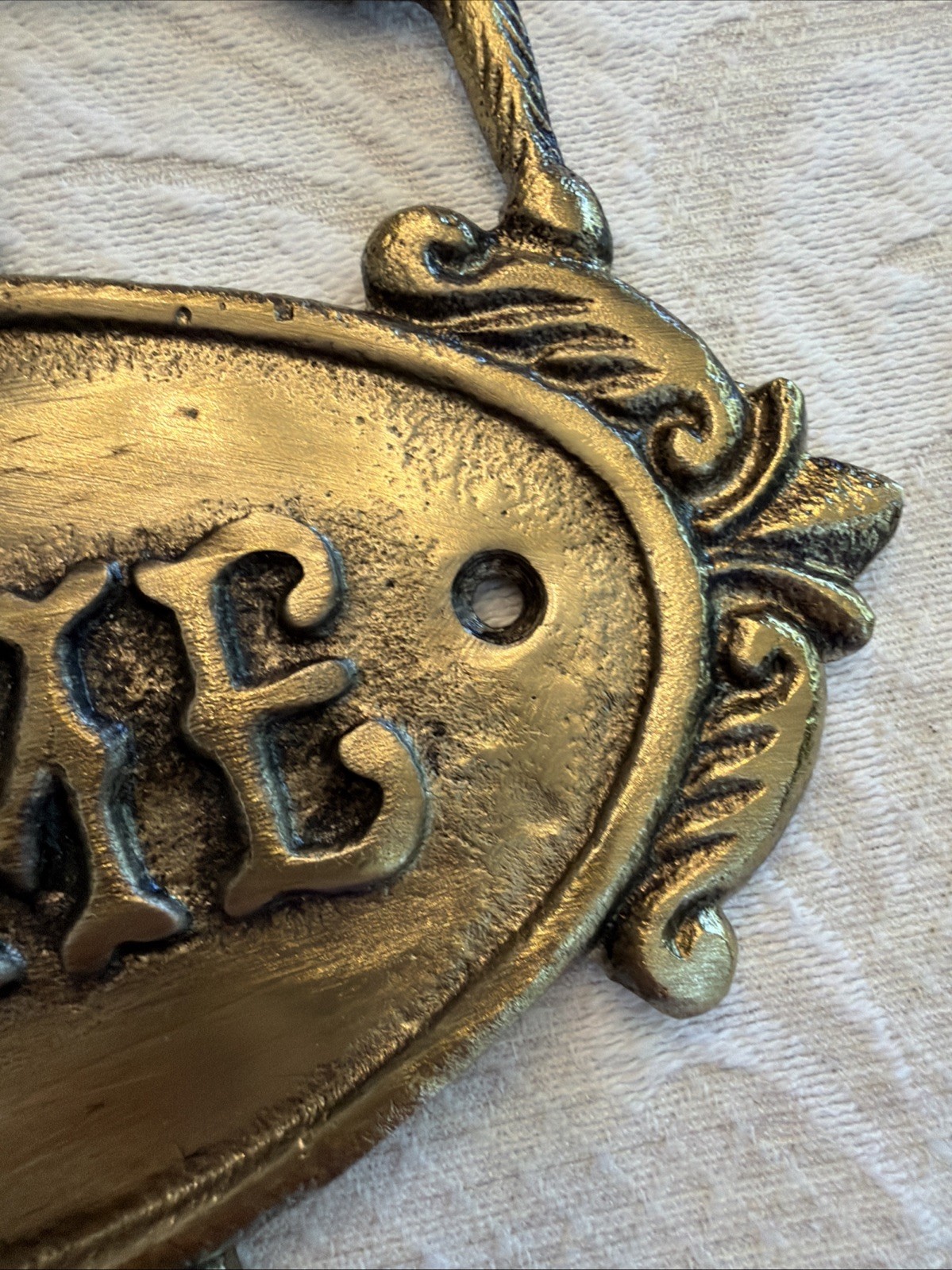 Solid Brass Welcome Sign Deer Lodge Craftsman 9”x 8” Never Used