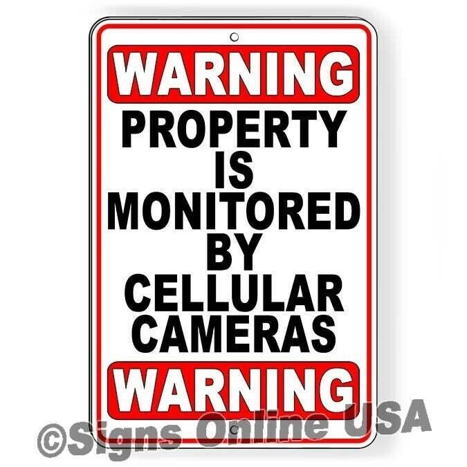 Warning Property Is Monitored By Cellular Cameras Sign Decal Magnetic Sign S074