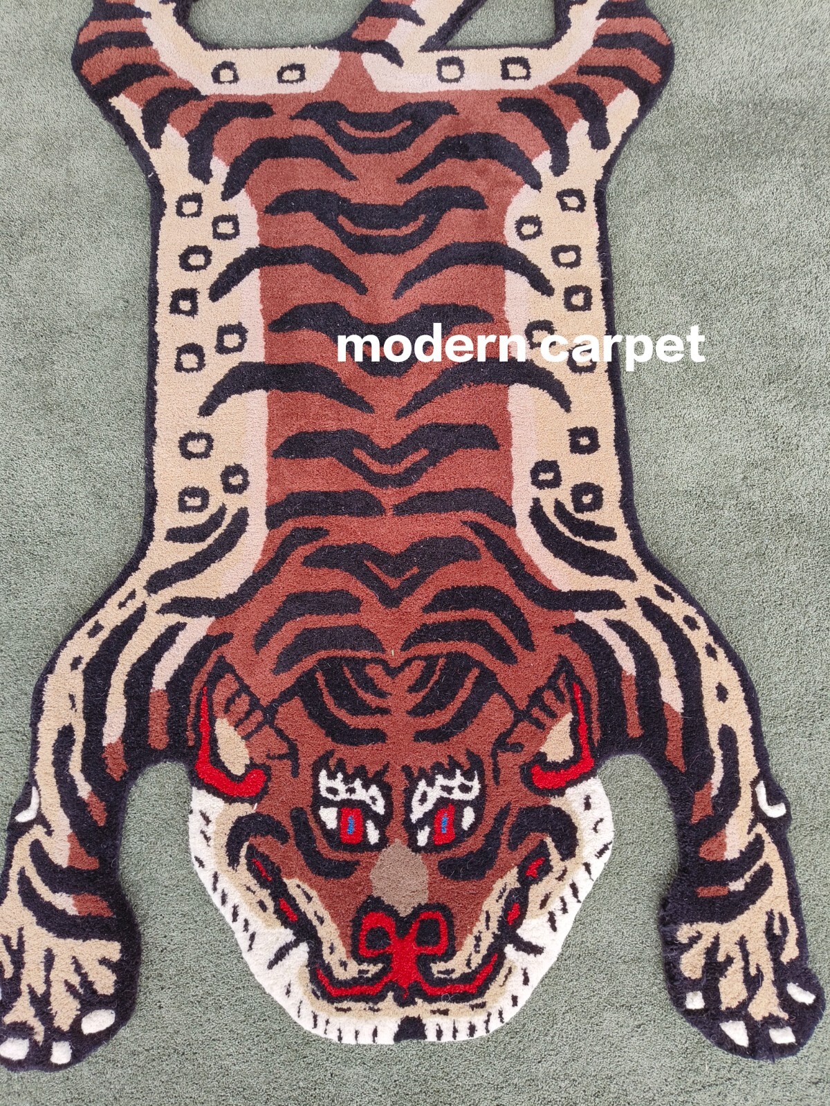 Tibetan Tiger Rugs Handmade 100% Woolen Hand Tufted For Home Decoration