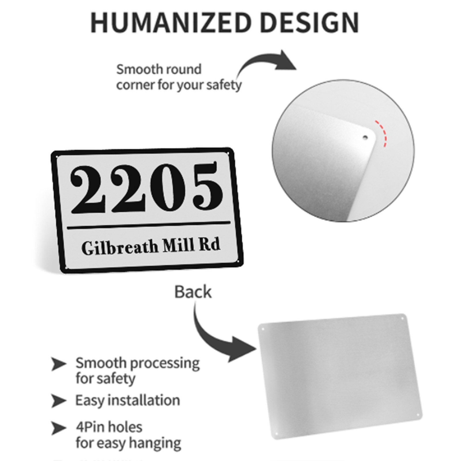 12″ x 8″ Customized Aluminum House Number Plaque Personalized Home Address Sign