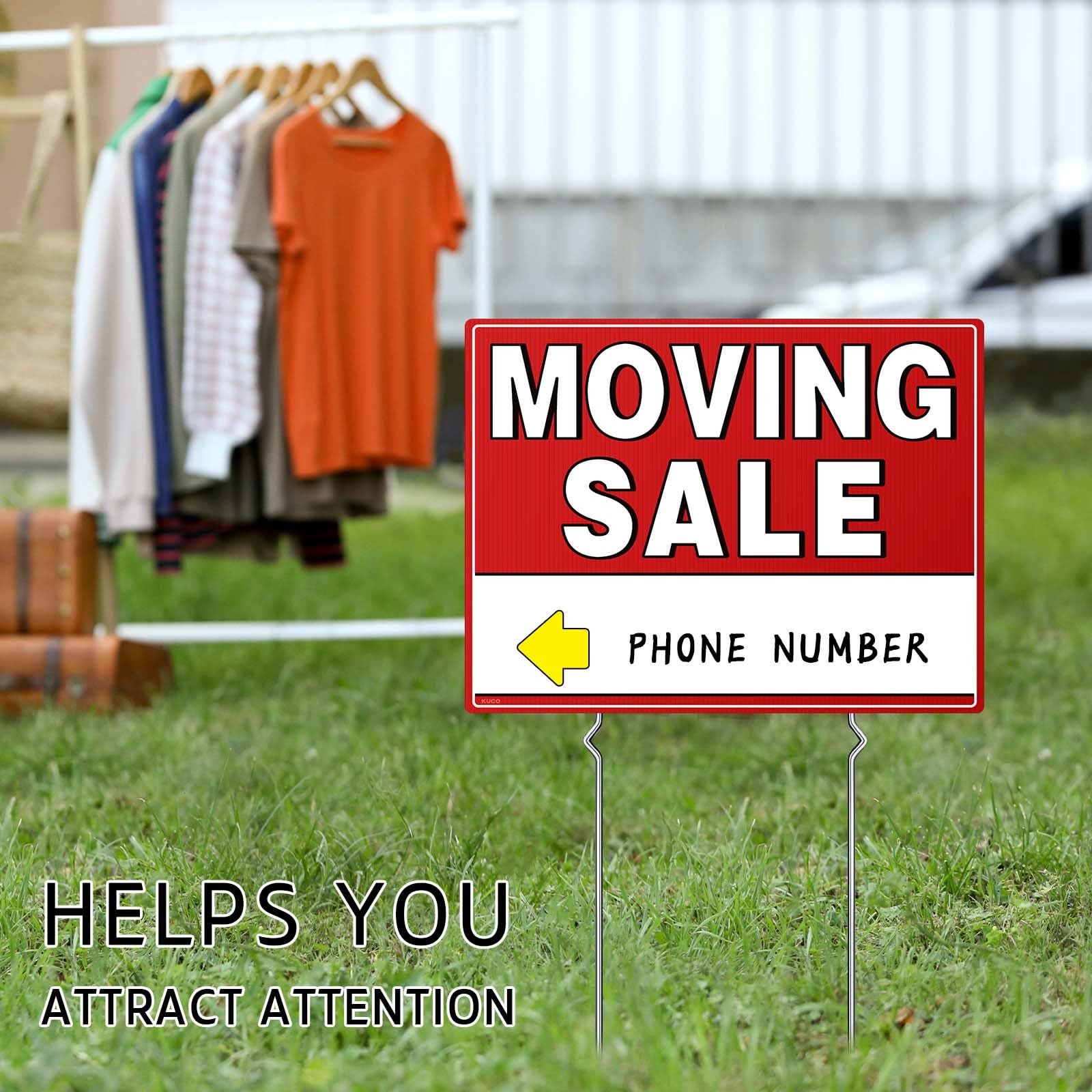 7Pcs WEATHER-PROOF Moving Sale Signs, 17″ x 13″, Double-Sided with Arrow Stic…