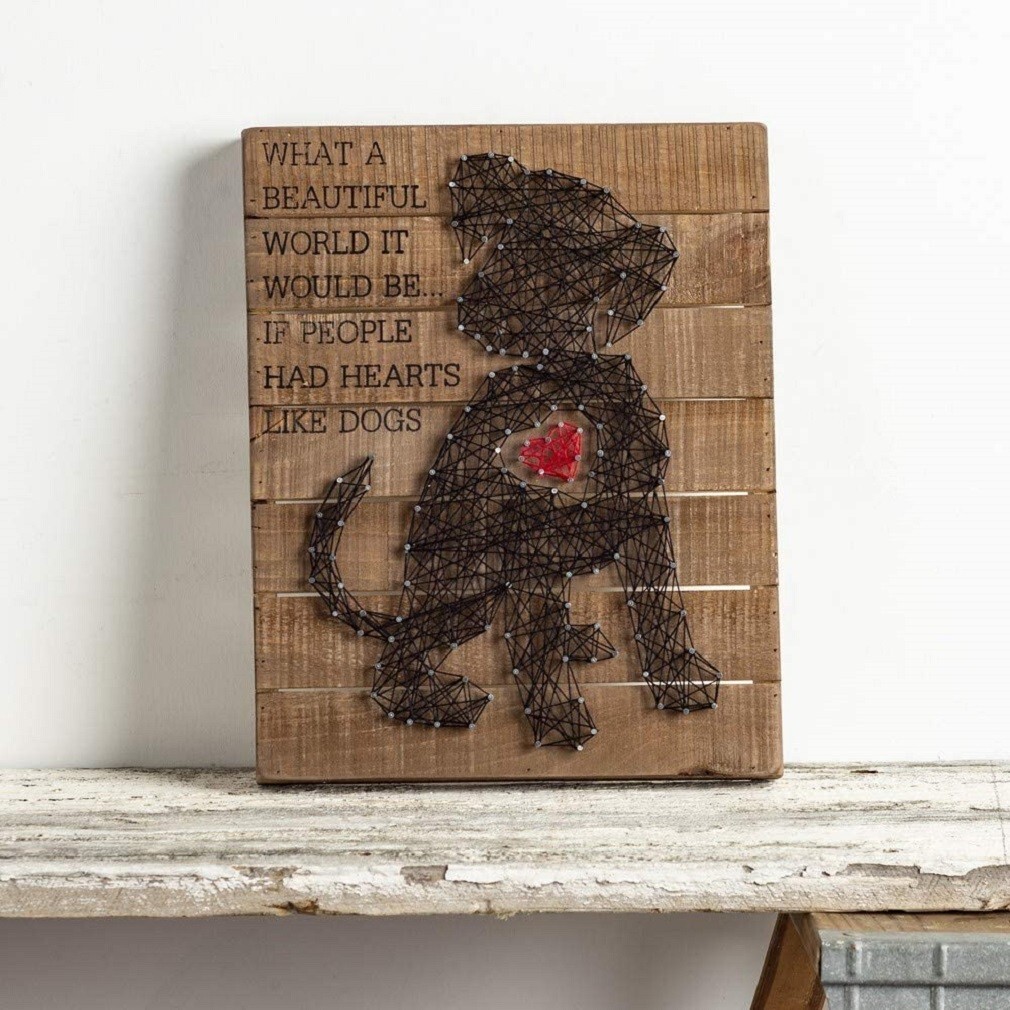 Hearts Like Dogs String Art Box Sign 12 x 15″ Primitives By Kathy – NEW