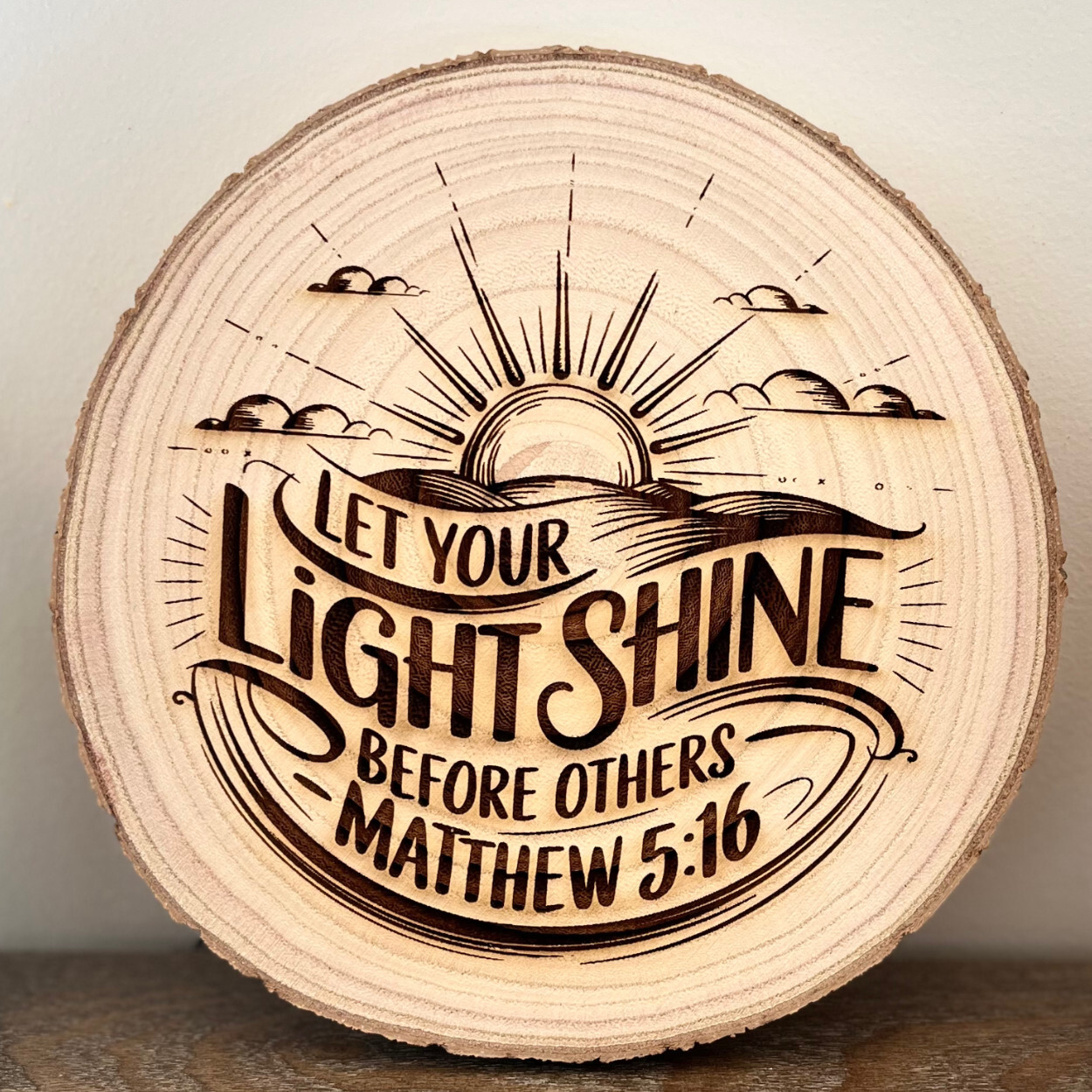 Matthew 5:16 Let Your Light Shine – Inspirational Wooden Bible Verse Sign