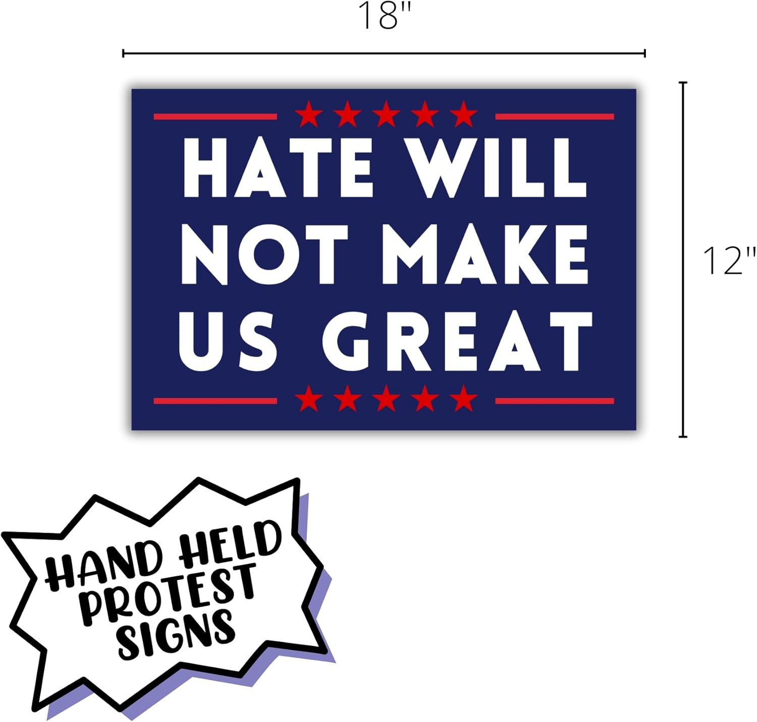 Anti-Trump Protest Signs – 6 Pack, 12×18” – Stand for Democracy