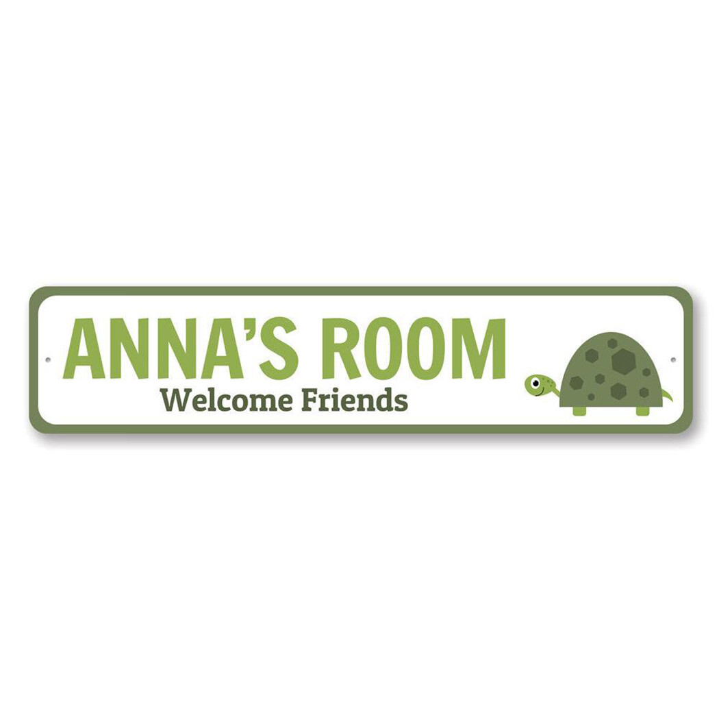 Turtle Kid Room Sign, Personalized Welcome Turtle Lover Child Metal Wall Decor