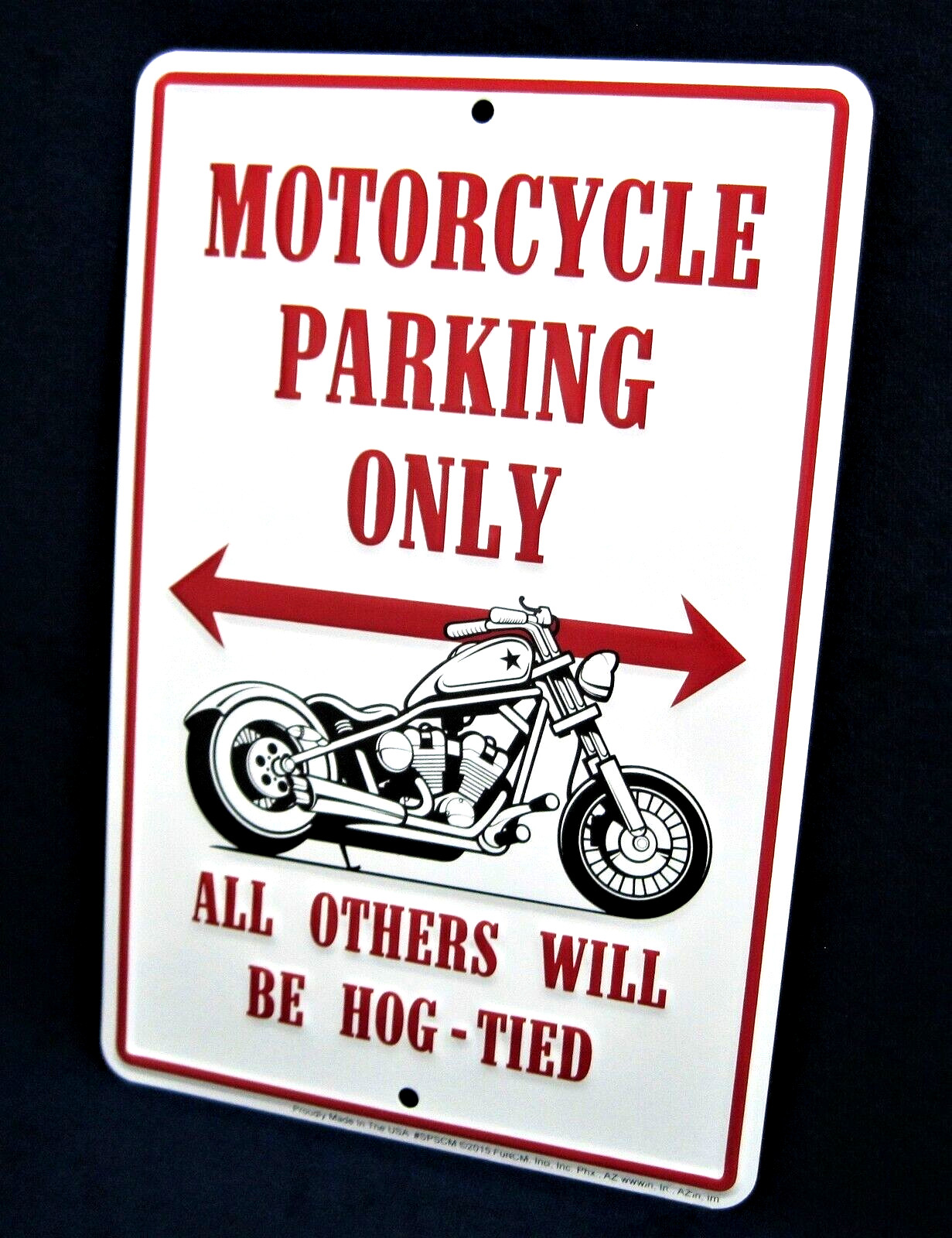 MOTORCYCLE PARKING *US MADE* Embossed Metal Tin Sign – Man Cave Garage Bar Decor