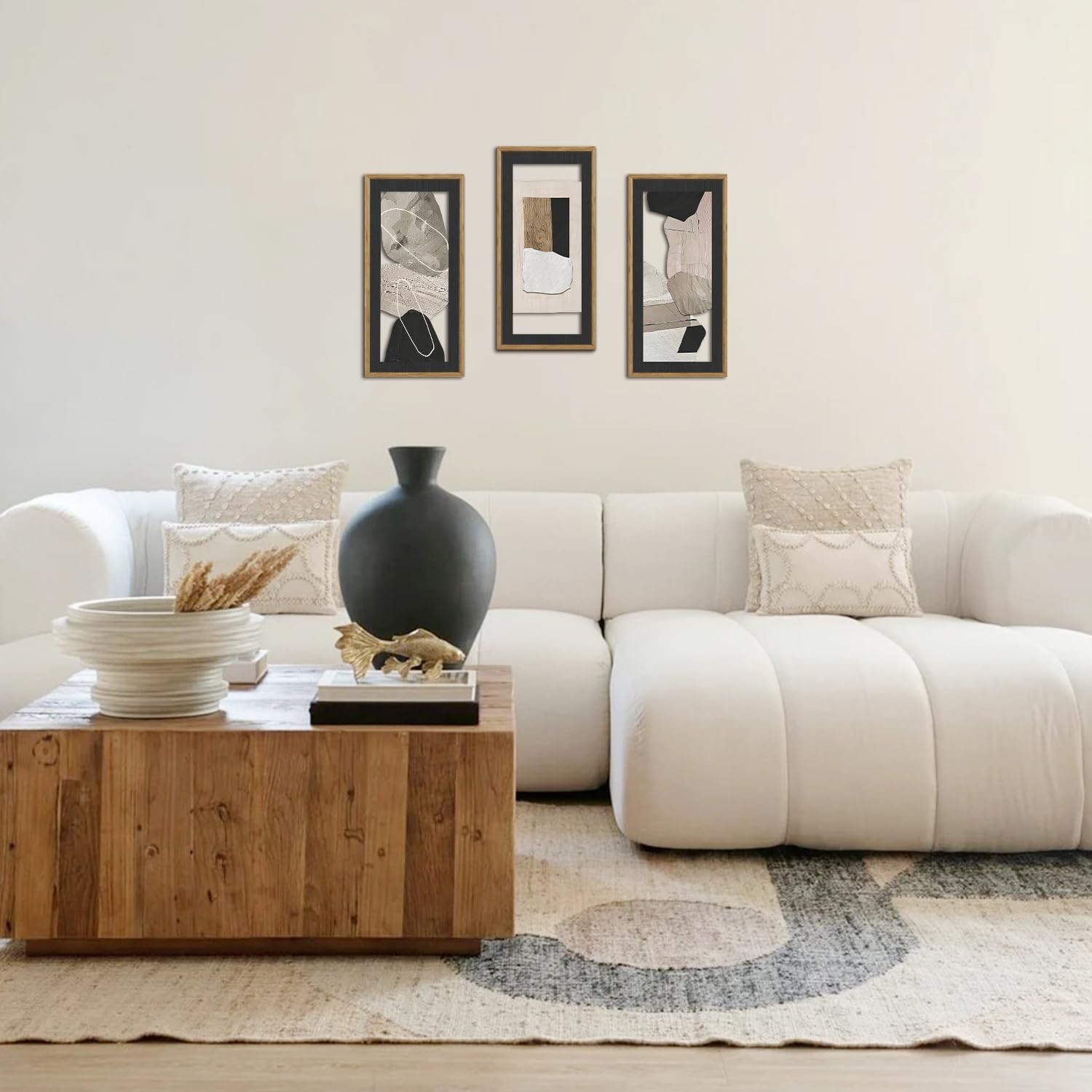 IARTTOP Neutral Abstract Wall Decor Set of 3 Beige Grey Black Brown Wall Art …