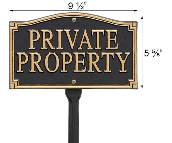 Whitehall “Private Property” Statement Plaque, Black / Gold
