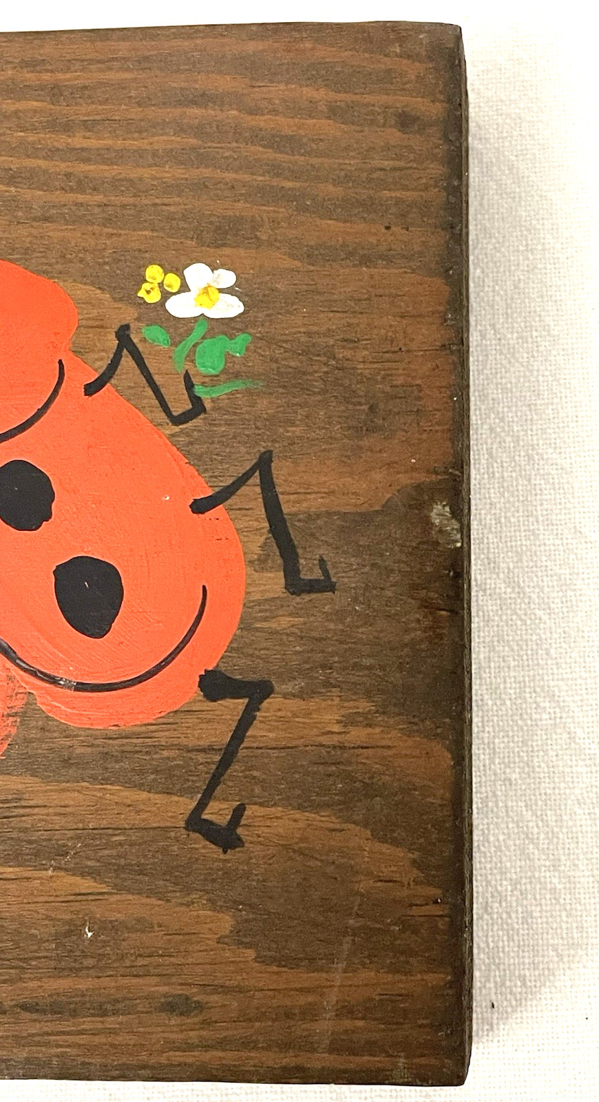 Vtg Hand Painted Ladybug on Wood Block Wall Art Primitive Farmhouse Garden