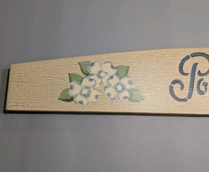 Vintage Debill Inc. Sue Crupi Creations Powder Room Floral Wood Wall Sign Arch