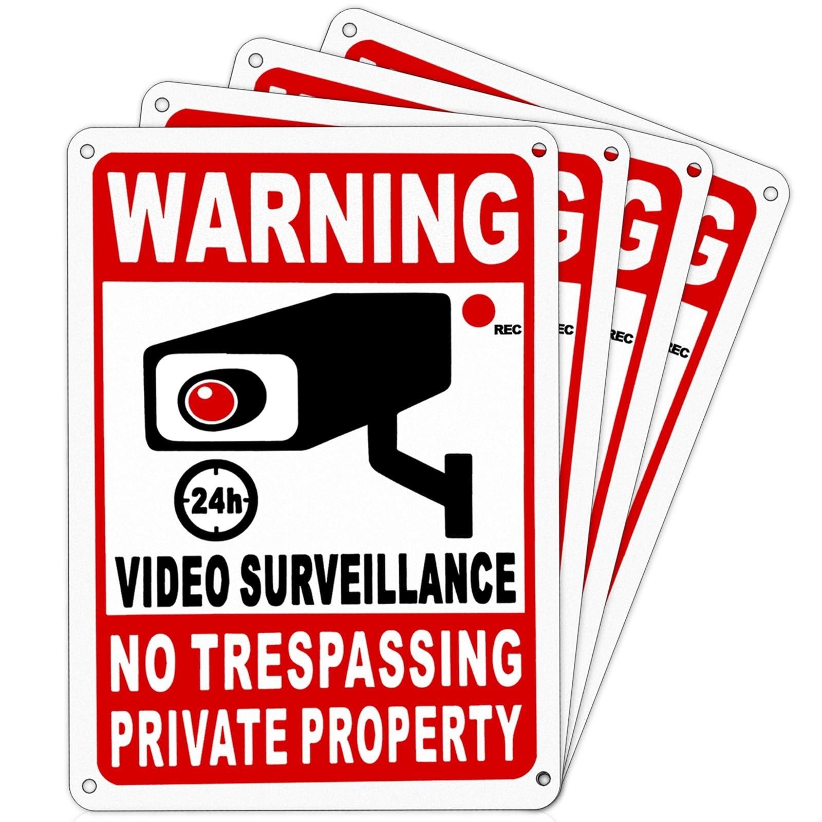 4 Pack No Trespassing Security Signs 10×7 Reflective Aluminum Property Sign