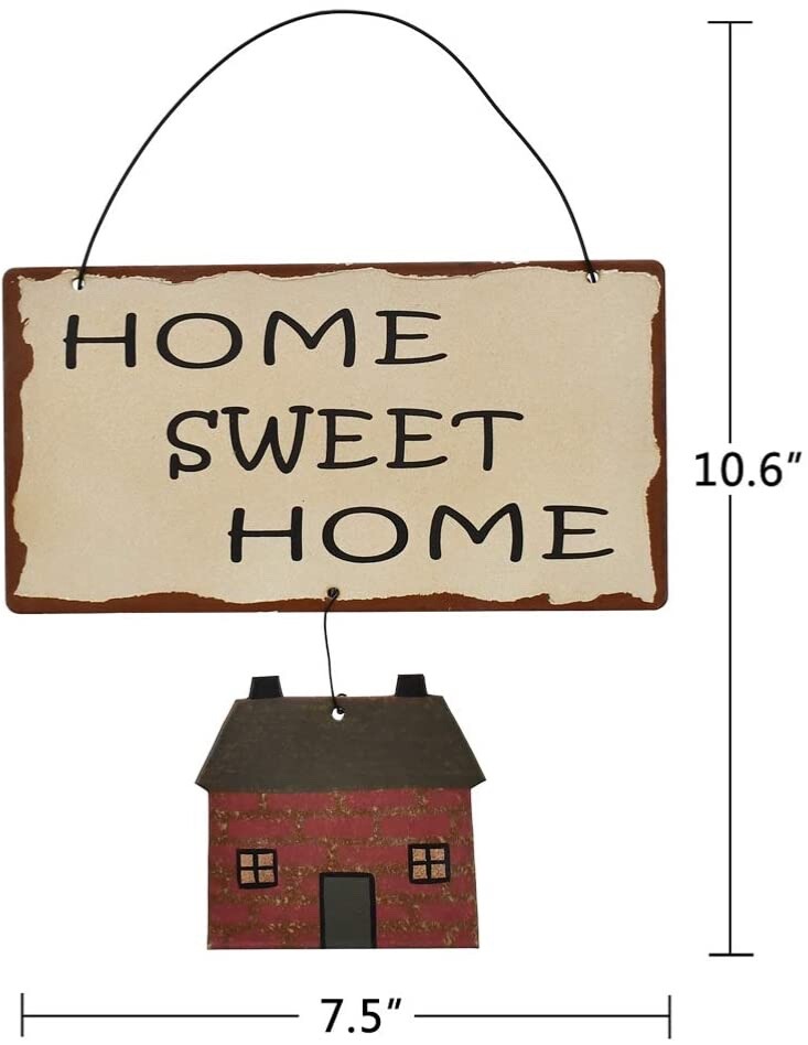 Rustic Metal Home Sweet Home Sign for Home Decor, Decorative Metal Hanging Sign