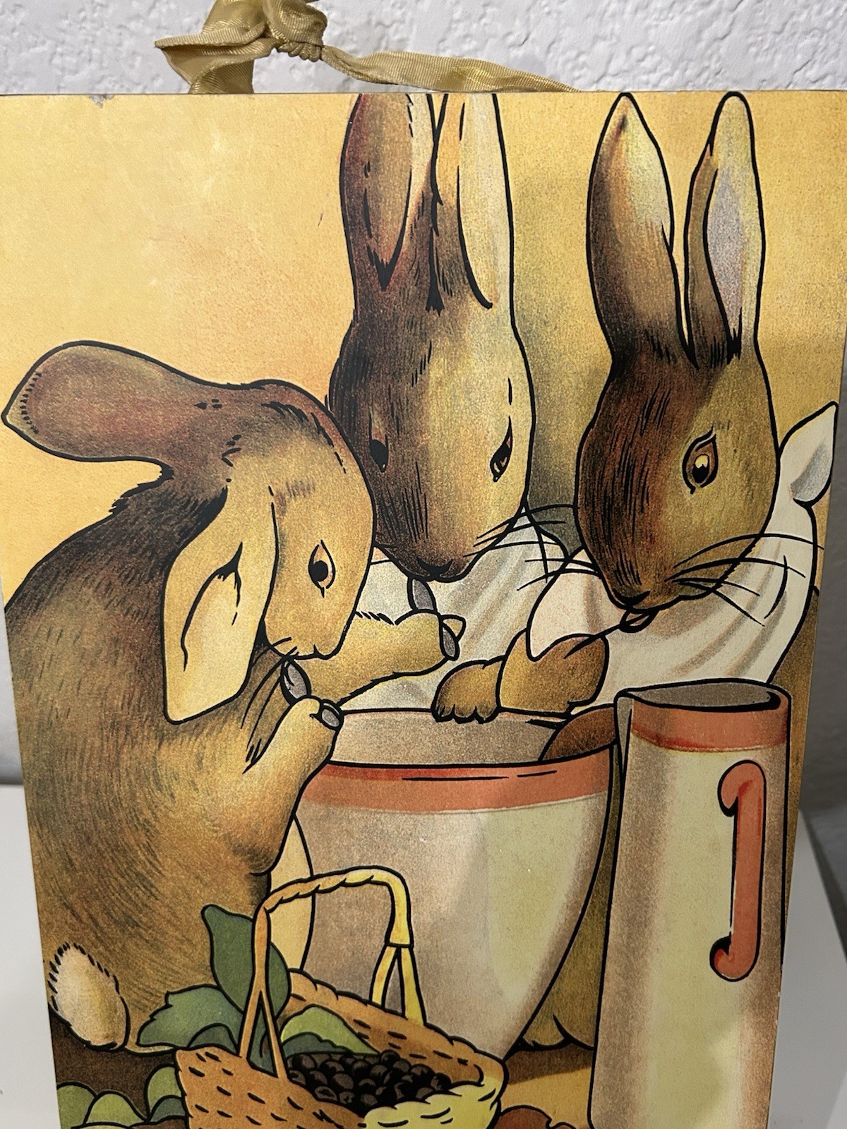 Vintage Moonlight & Roses Rabbit Storybook Boards Set of 4 Mica Glitter 11×16”