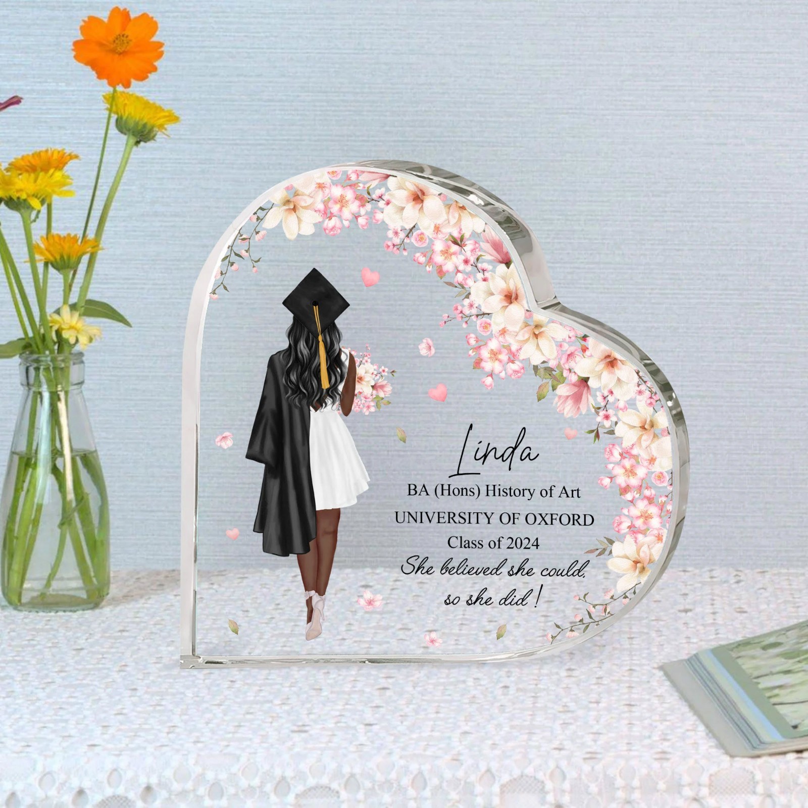 Personalized Graduation Heart Acrylic Plaque College & High School Gift for Her