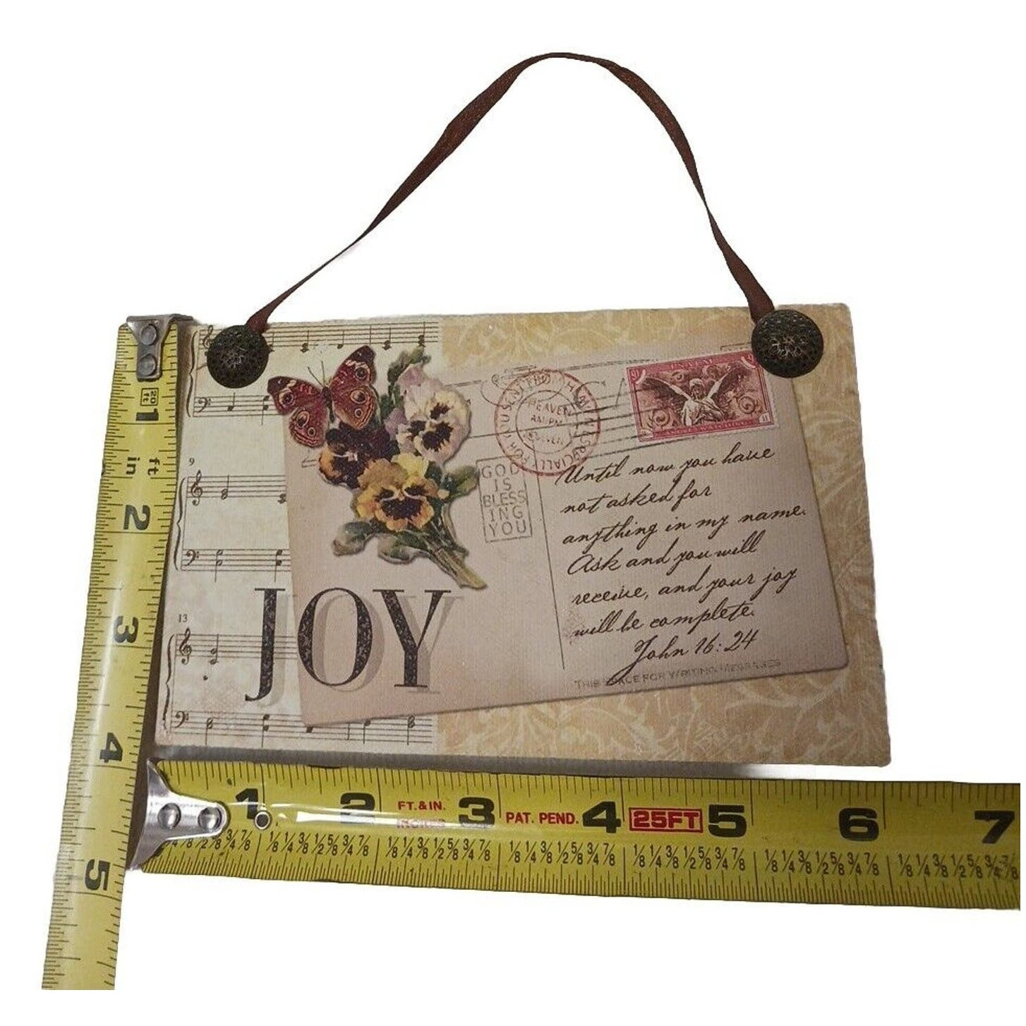 JOY Hanging Wall Decor Positive Bible Verse FLORAL Flower Postcard Butterfly Vnt