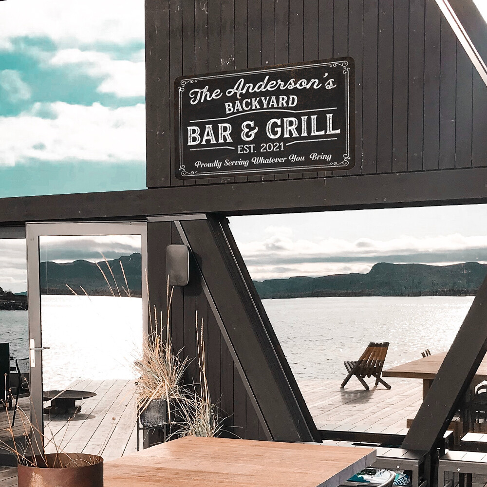 Personalized Backyard Bar and Grill Sign Patio Decor Porch Deck Pub 108120072001