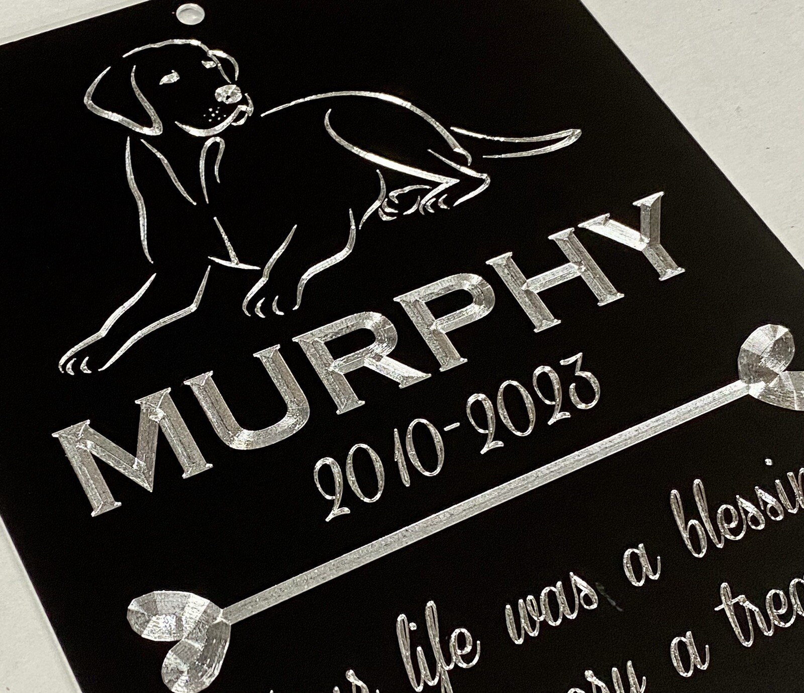Diamond Etched Personalized Custom Dog Breed Memorial Grave Marker Sign 10×7