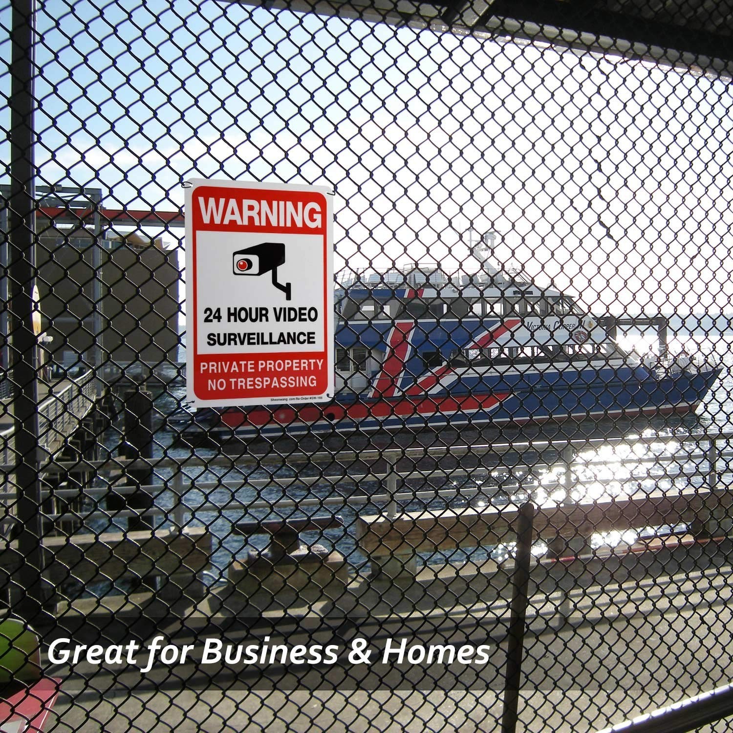 4 Pack of Reflective No Trespassing Signs, 10×7 Aluminum for Ultimate Security