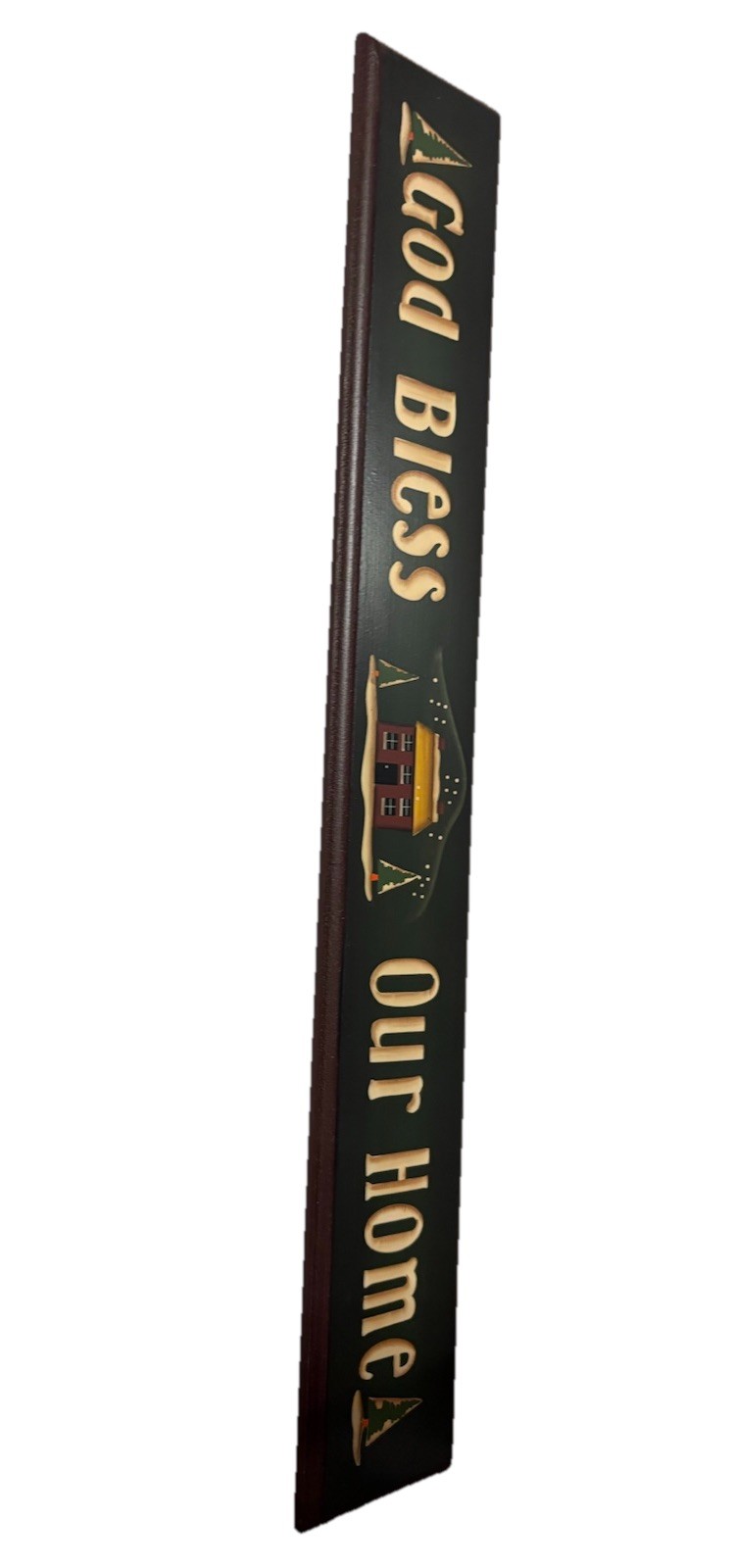 “God Bless Our Home” Horizontal Wooden Winter Christmas Sign 28” L x 5” H