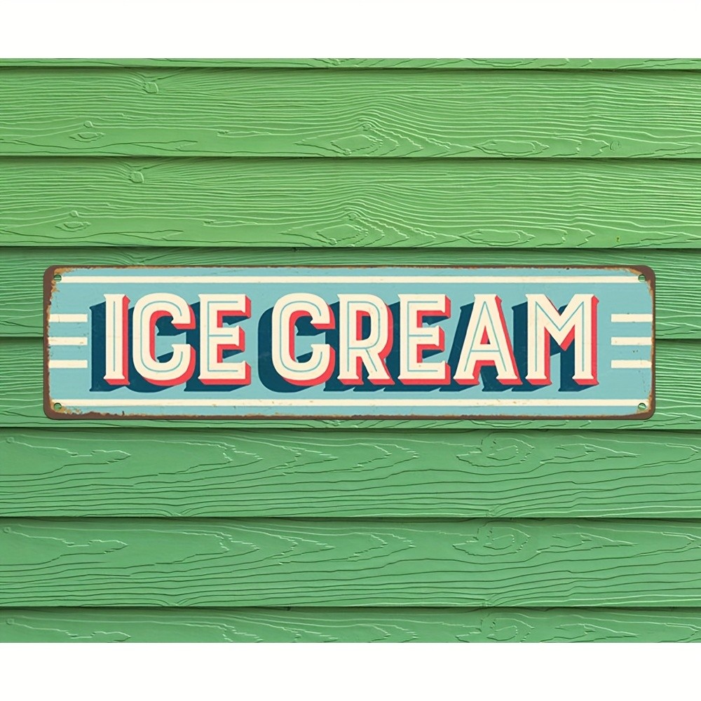 Vintage Ice Cream Metal Sign 10cm X 40cm Green Red