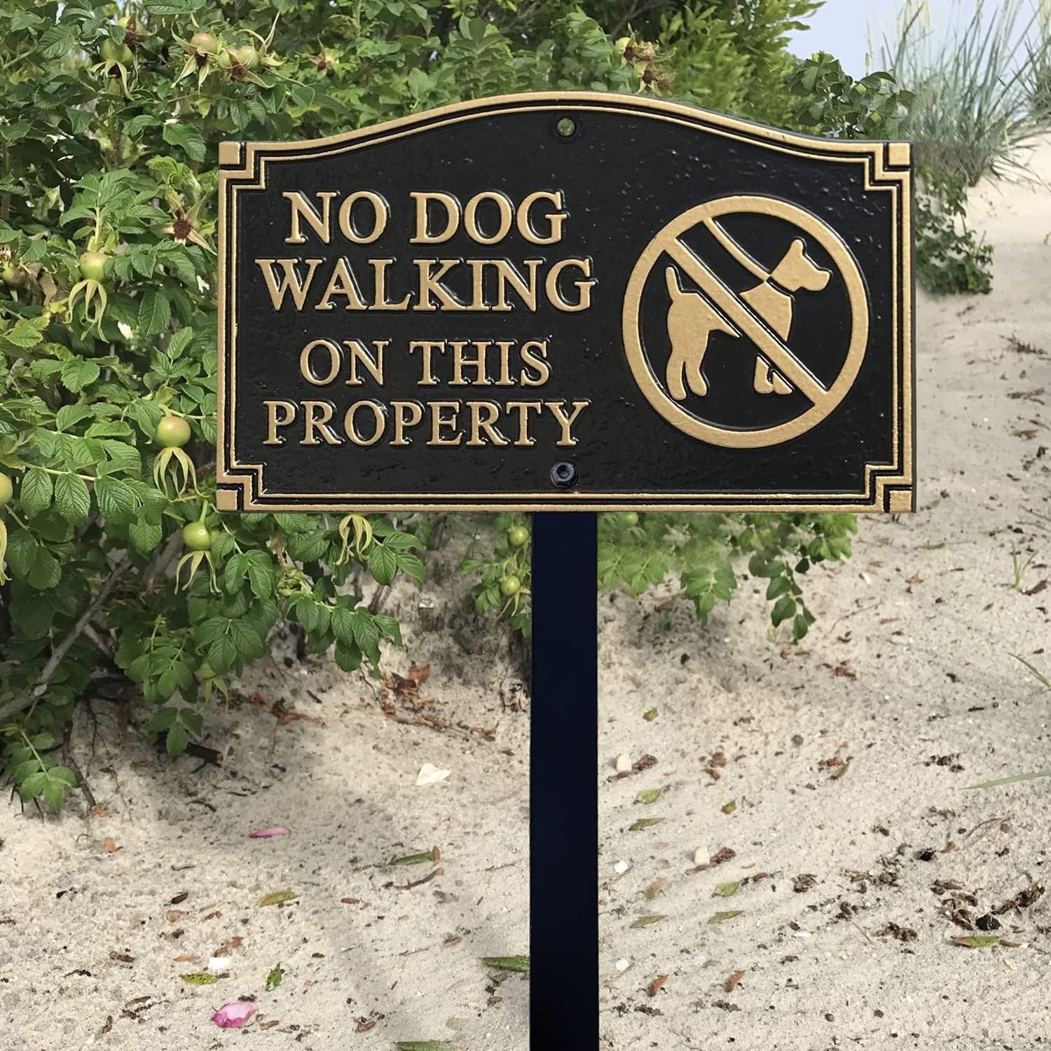“No Dog Walking” Statement Plaque on Stake | 5.75″ x 9.5″