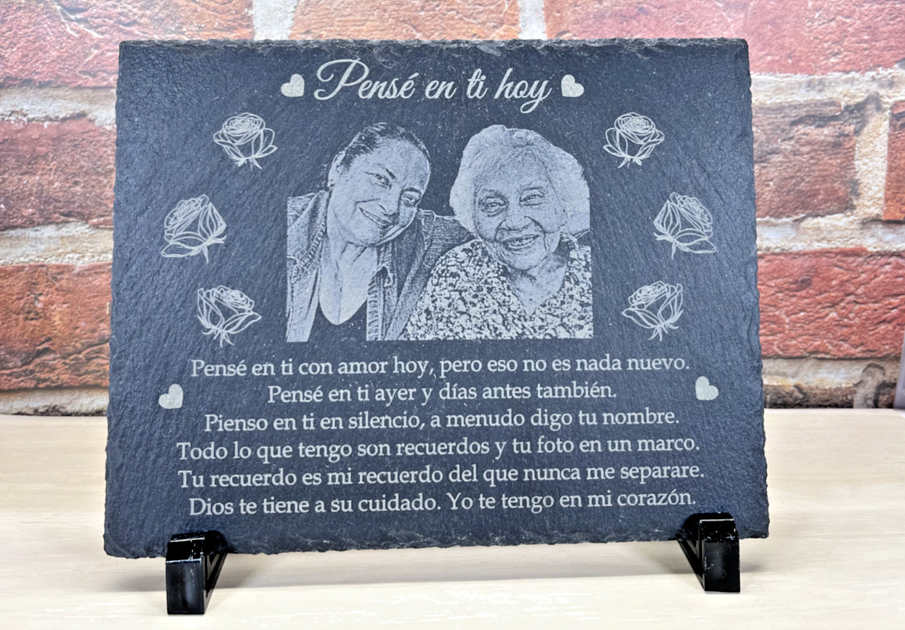 Custom Rectangular Slate Memorial Plaque 9″ x 7″ with plastic feet