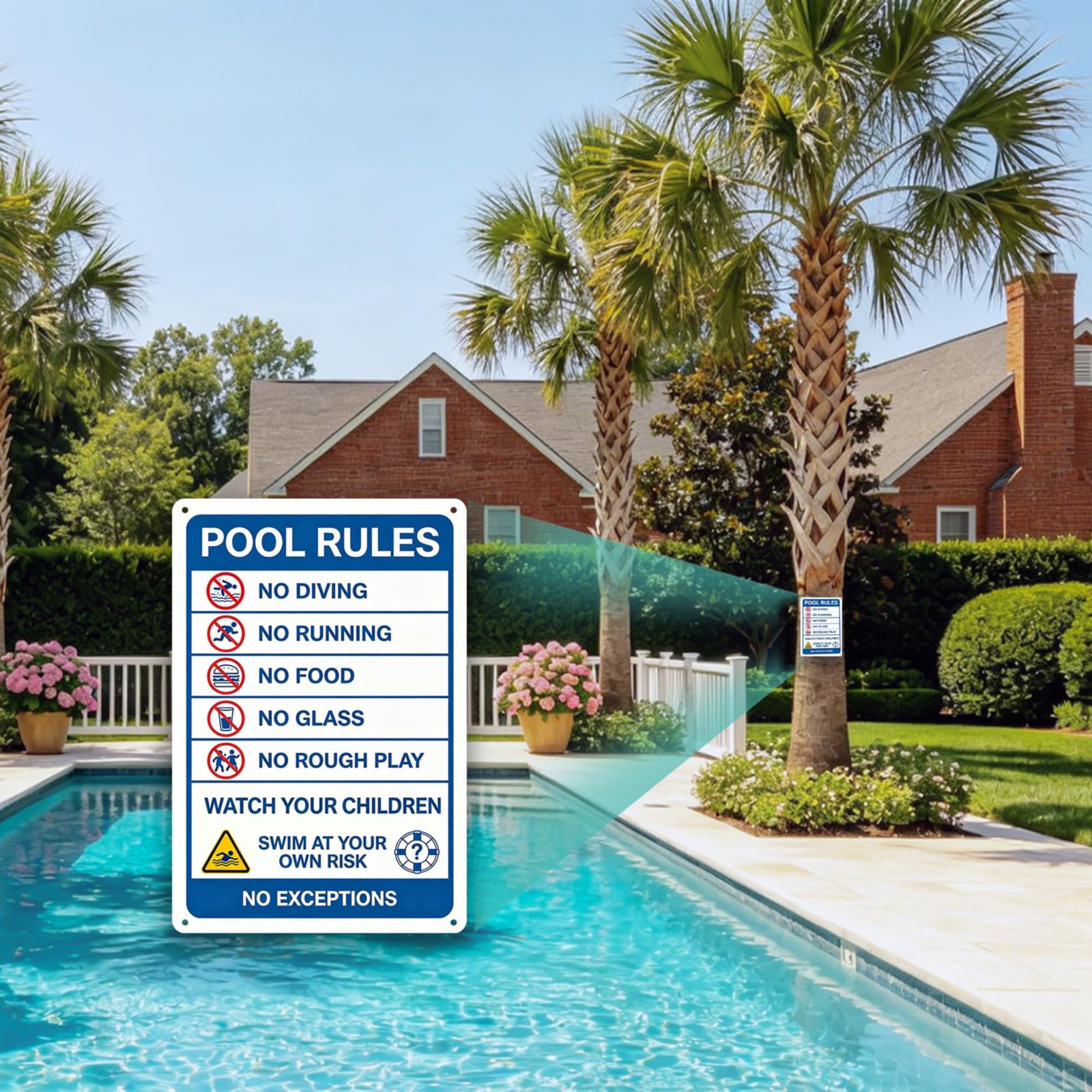 Funny Pool Warning Sign, 12×8 Inch Aluminum Pool Rules Sign, Indoor Outdoor B…