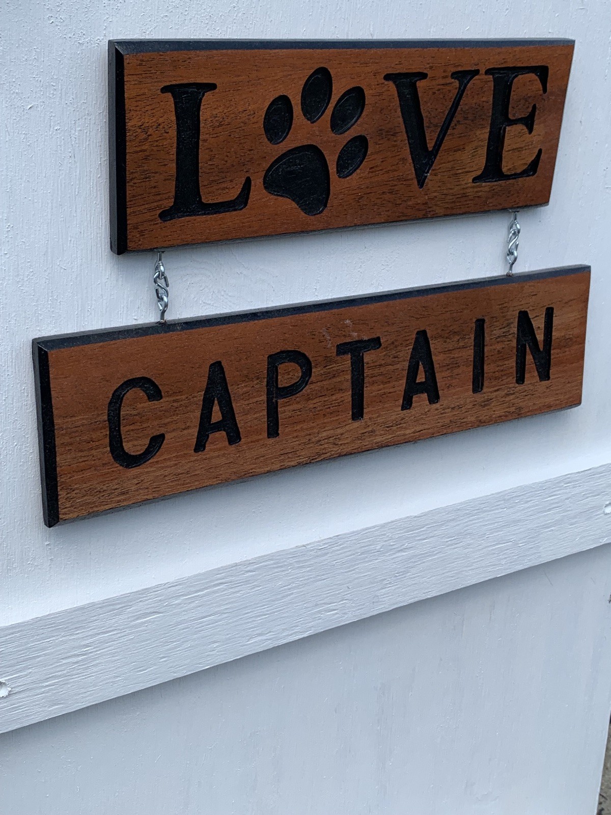 Personalized Dog Paw Love Sign, Exotic Mahogany Rustic Pet Decor, handmade