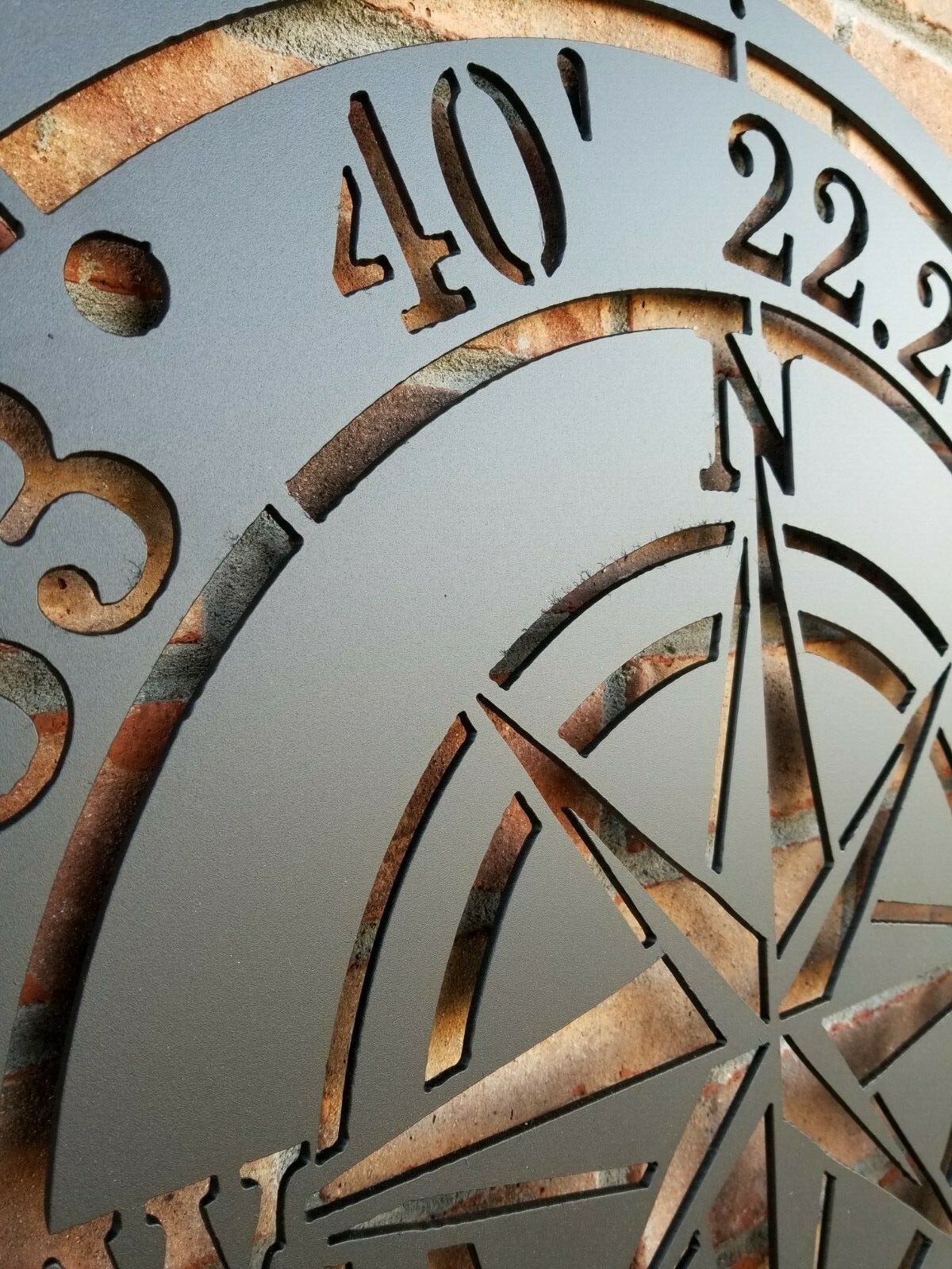 Personalized Compass Rose Metal Sign – Custom Coordinates – Nautical Address Wal