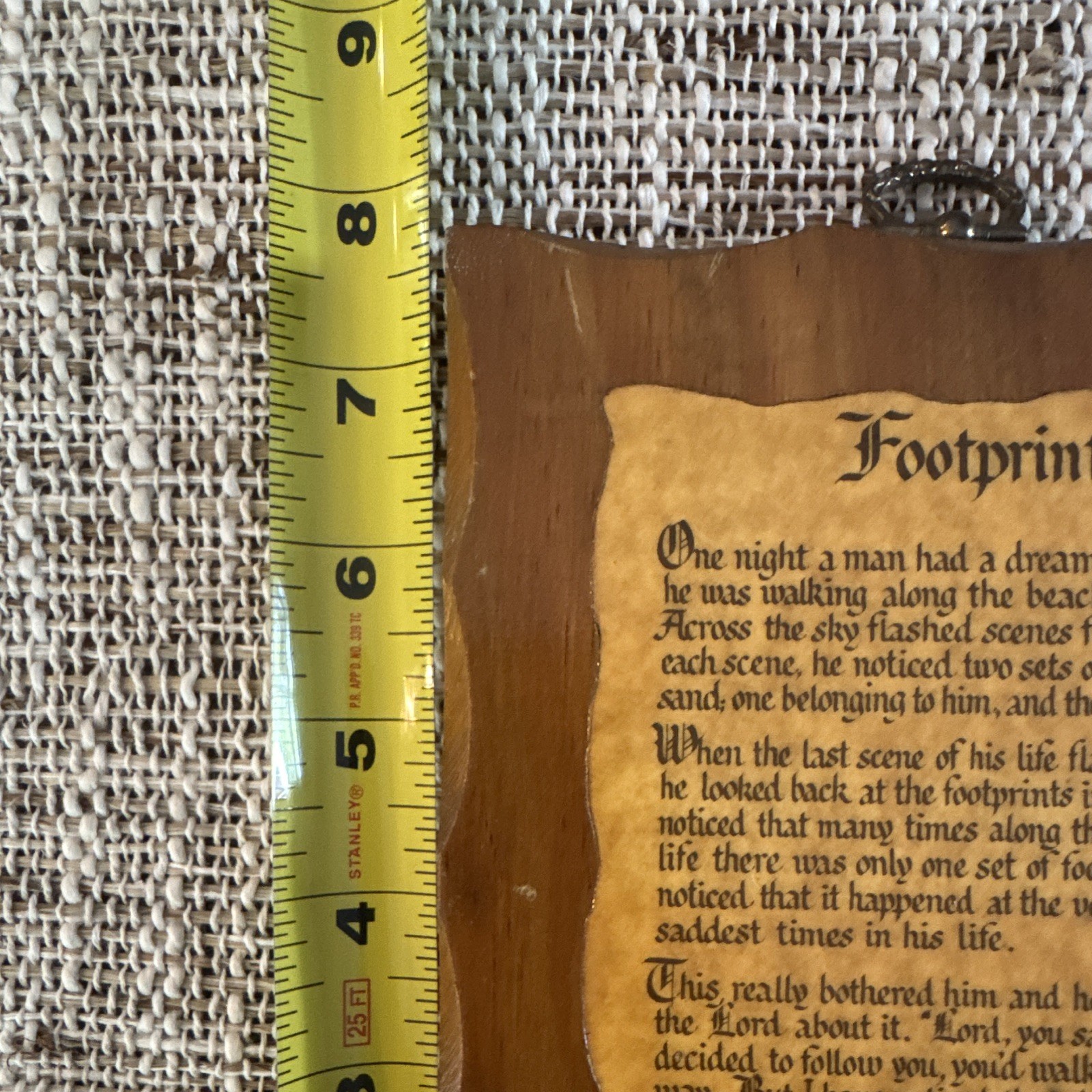 Footprints Religious Quote Wood Hanging Wall Plaque 5×8 Brown/Beige