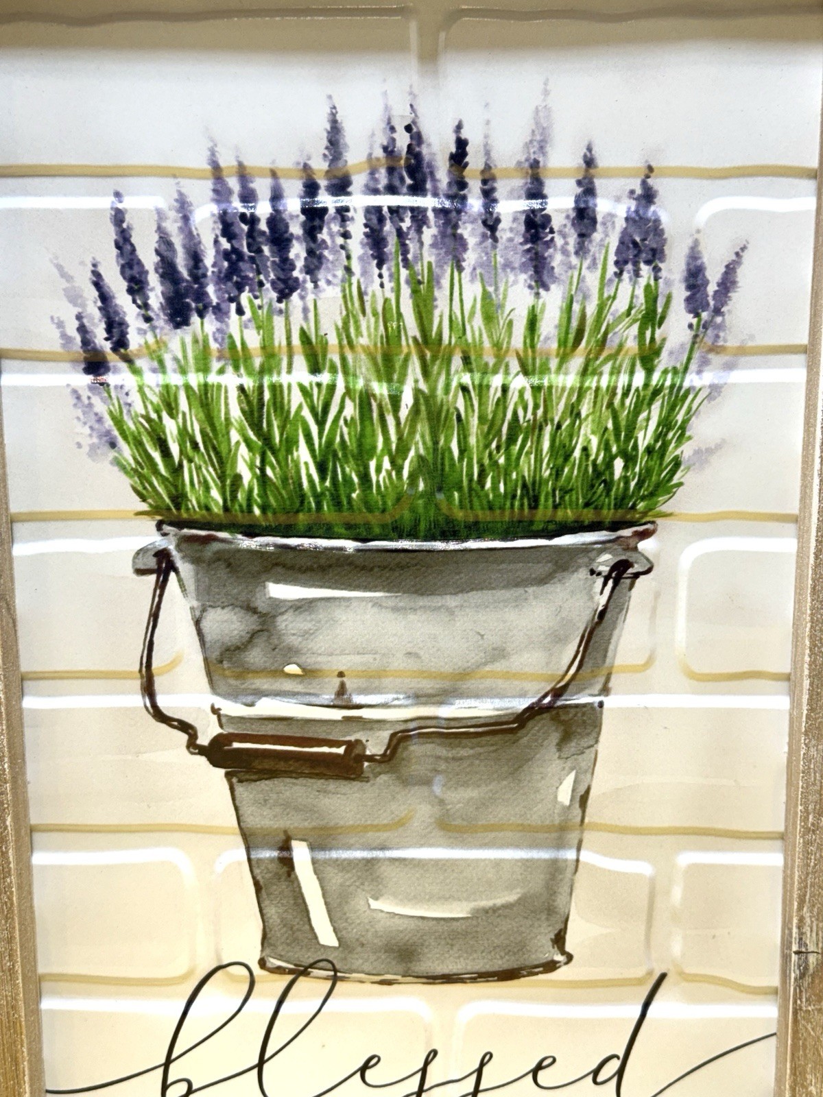 The Spring Shop “Blessed” Lavender Wall Art Metal Sign 18”x12” Rustic Farmhouse