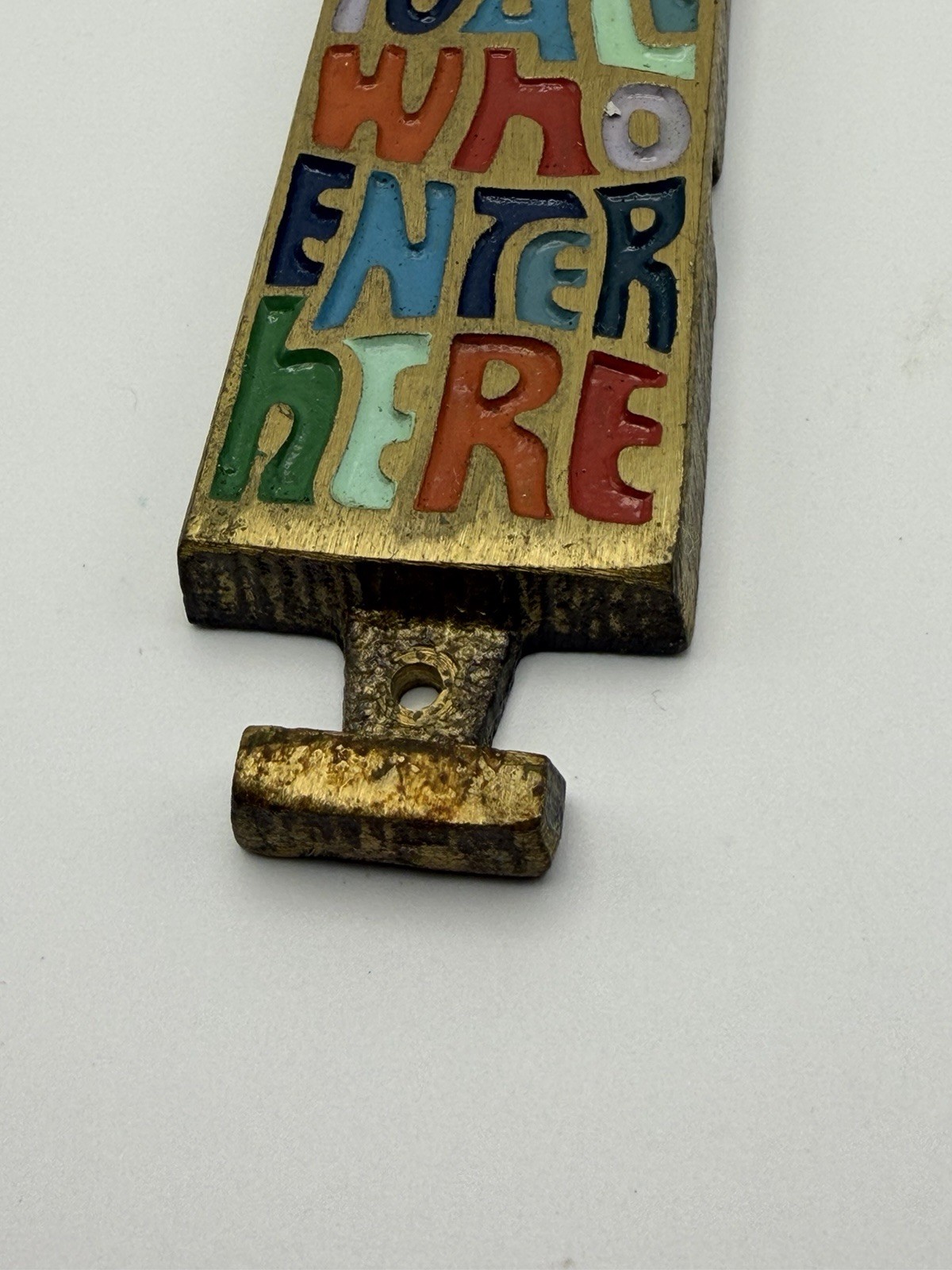 Vintage 1969 Terra Sancta Guild Israel Peace To All Who Enter Here Brass Door Pl