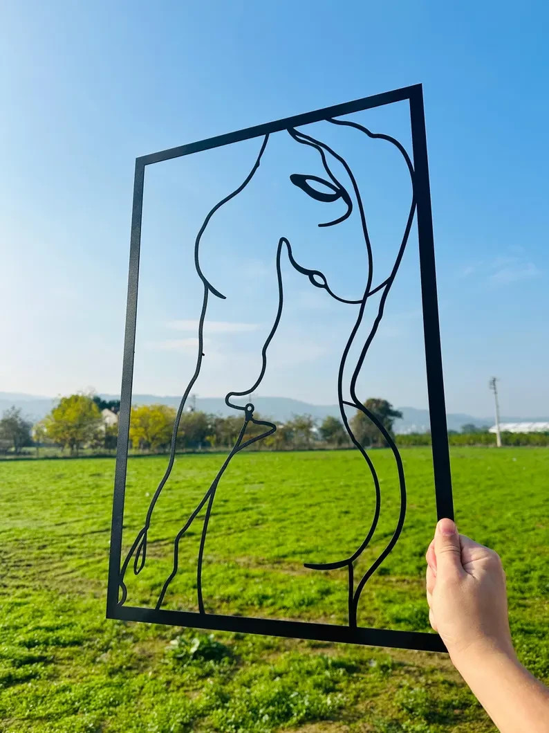 Masculine Man Metal Wall Art Set of 2 Minimalist Line Art Decor Male Body Gift
