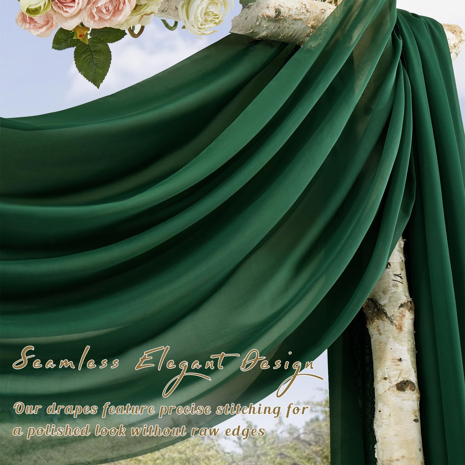 Chiffon Weeding Arch Draping Fabric Dark Green Drapes for Backdrop1 Panel – 2…