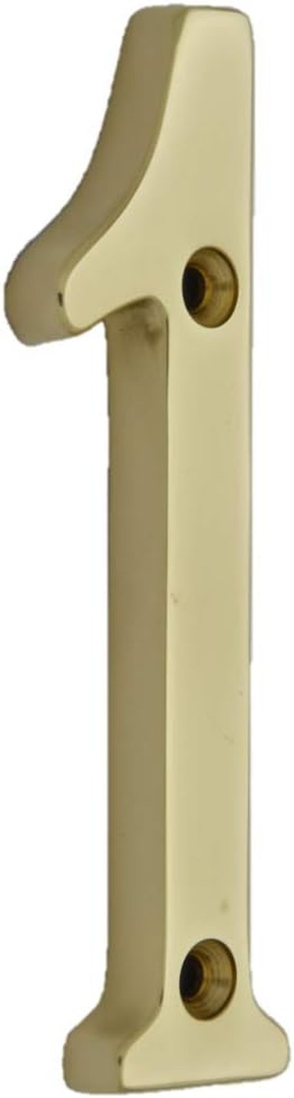 Traditional Heavy Forged Brass House Number, 6″, Polished Brass Lacquered, 1, 1