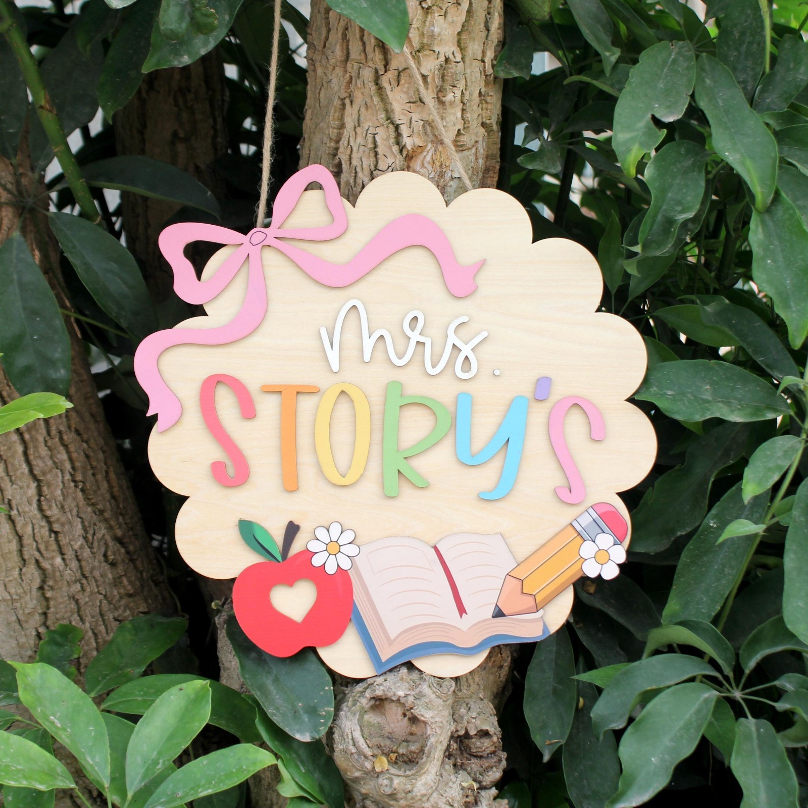Personalized Teacher Door Hanger Custom Name Classroom Gift