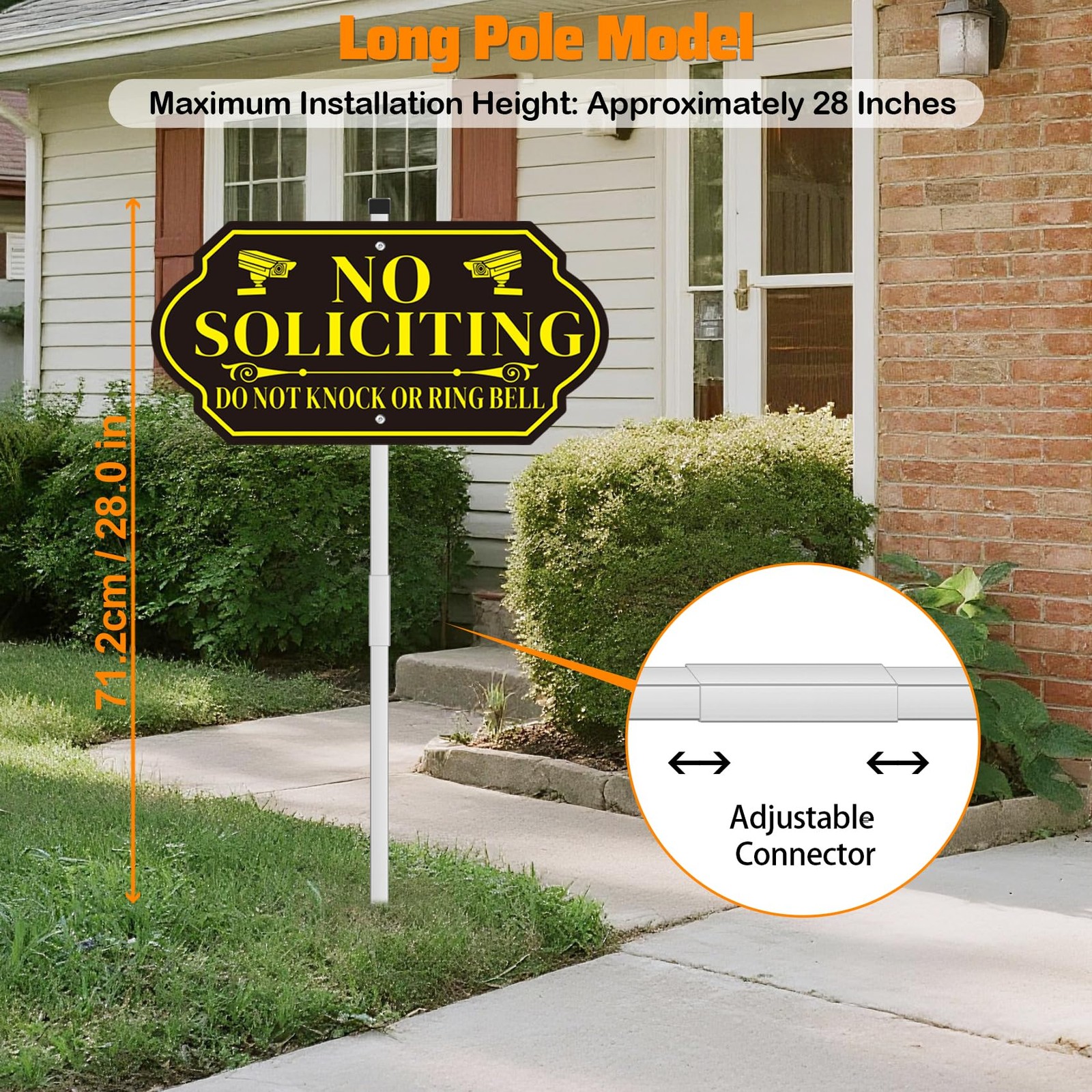 No Soliciting Sign with Stake for House – Adjustable Height Heavy Duty Aluminum