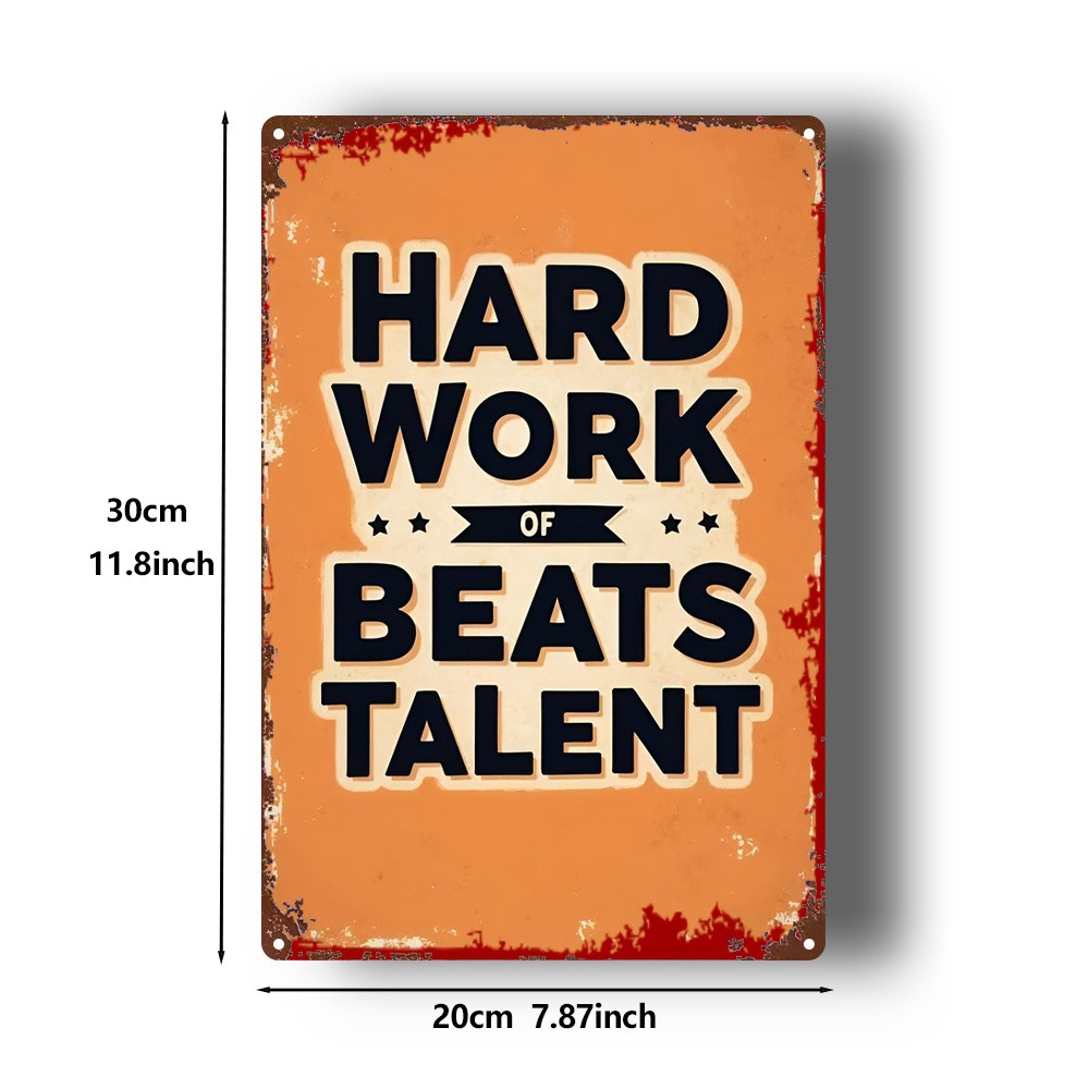 Retro Industrial Metal Sign Orange Distressed Motivational Art for Home Business